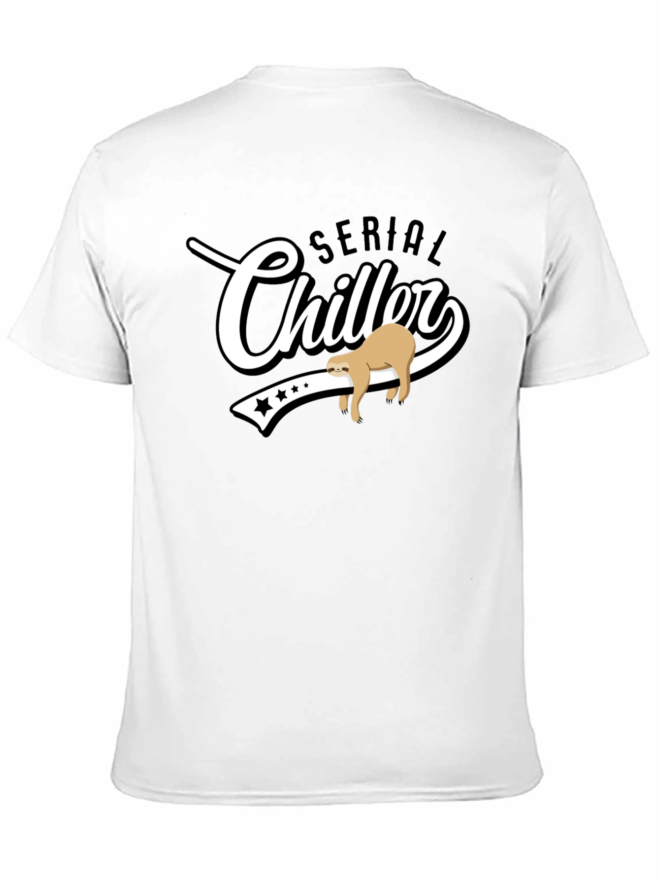 Camiseta Negra Serial Chiller con Diseño de Perezoso