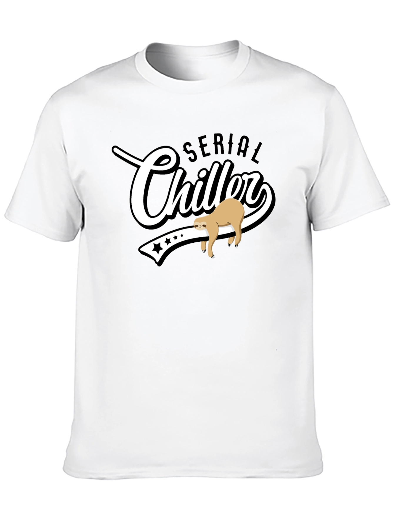 Camiseta Negra Serial Chiller con Diseño de Perezoso