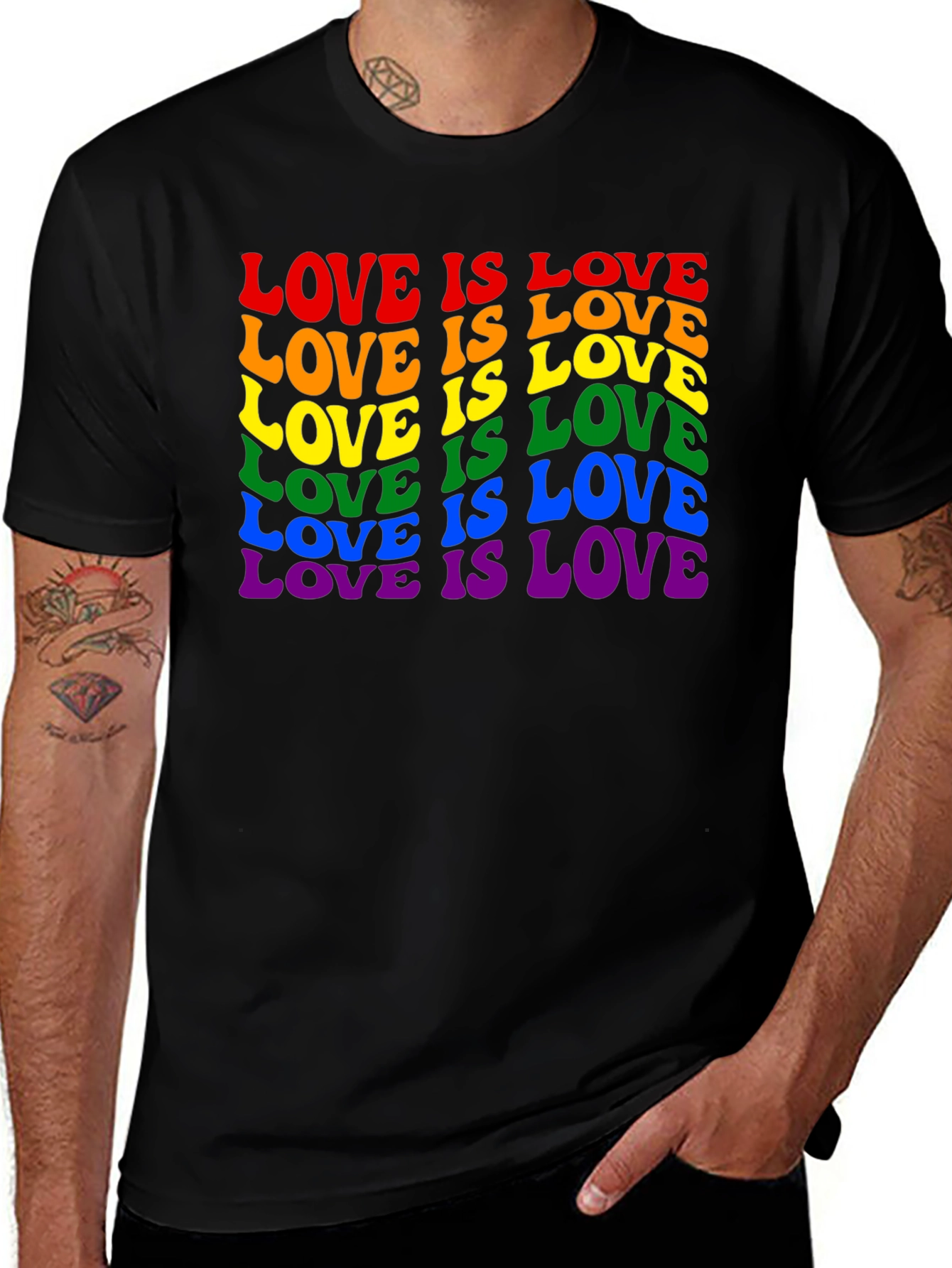 Camiseta Negra Love is Love LGBTQ+ Orgullo