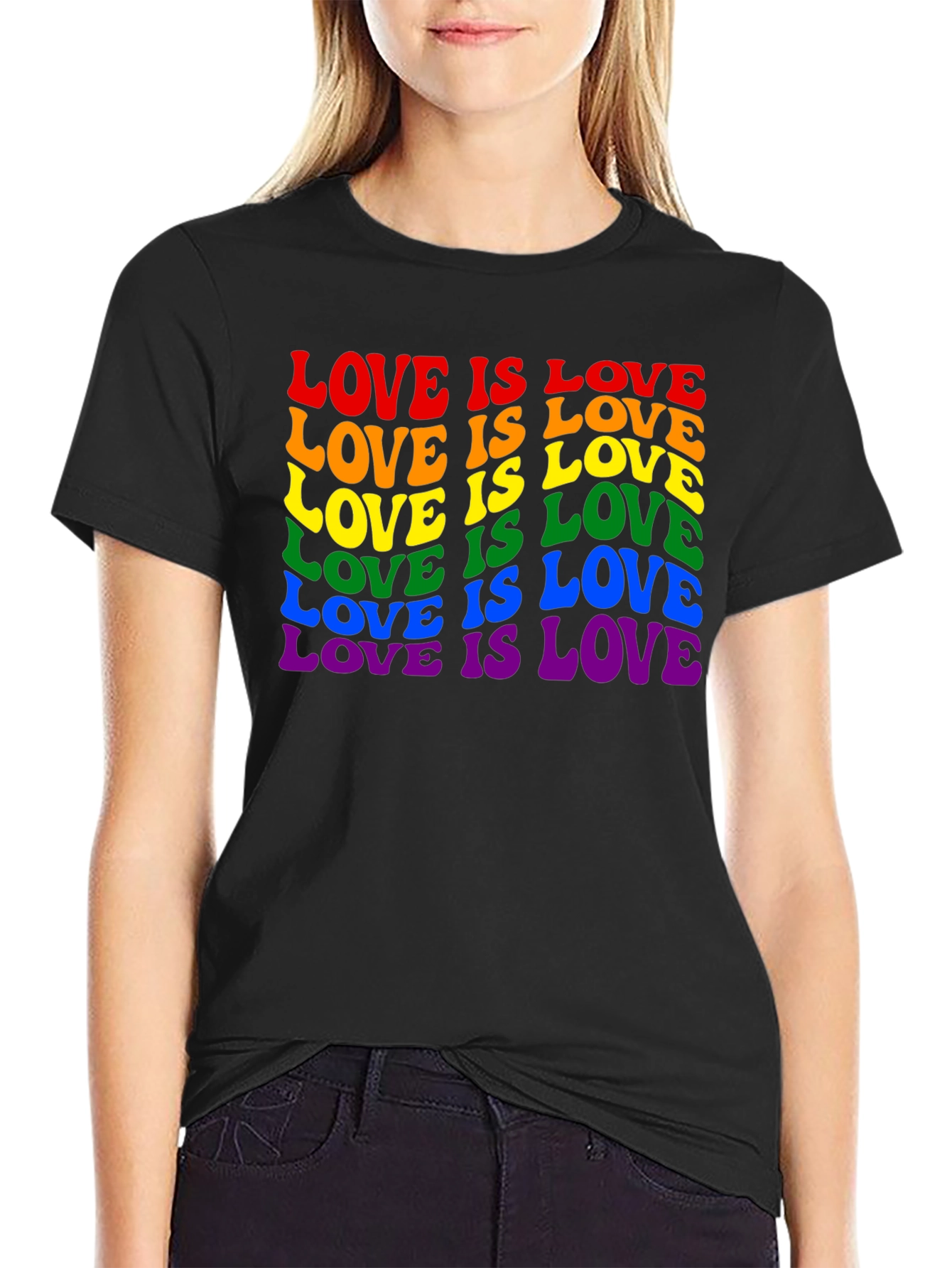 Camiseta Negra Love is Love LGBTQ+ Orgullo