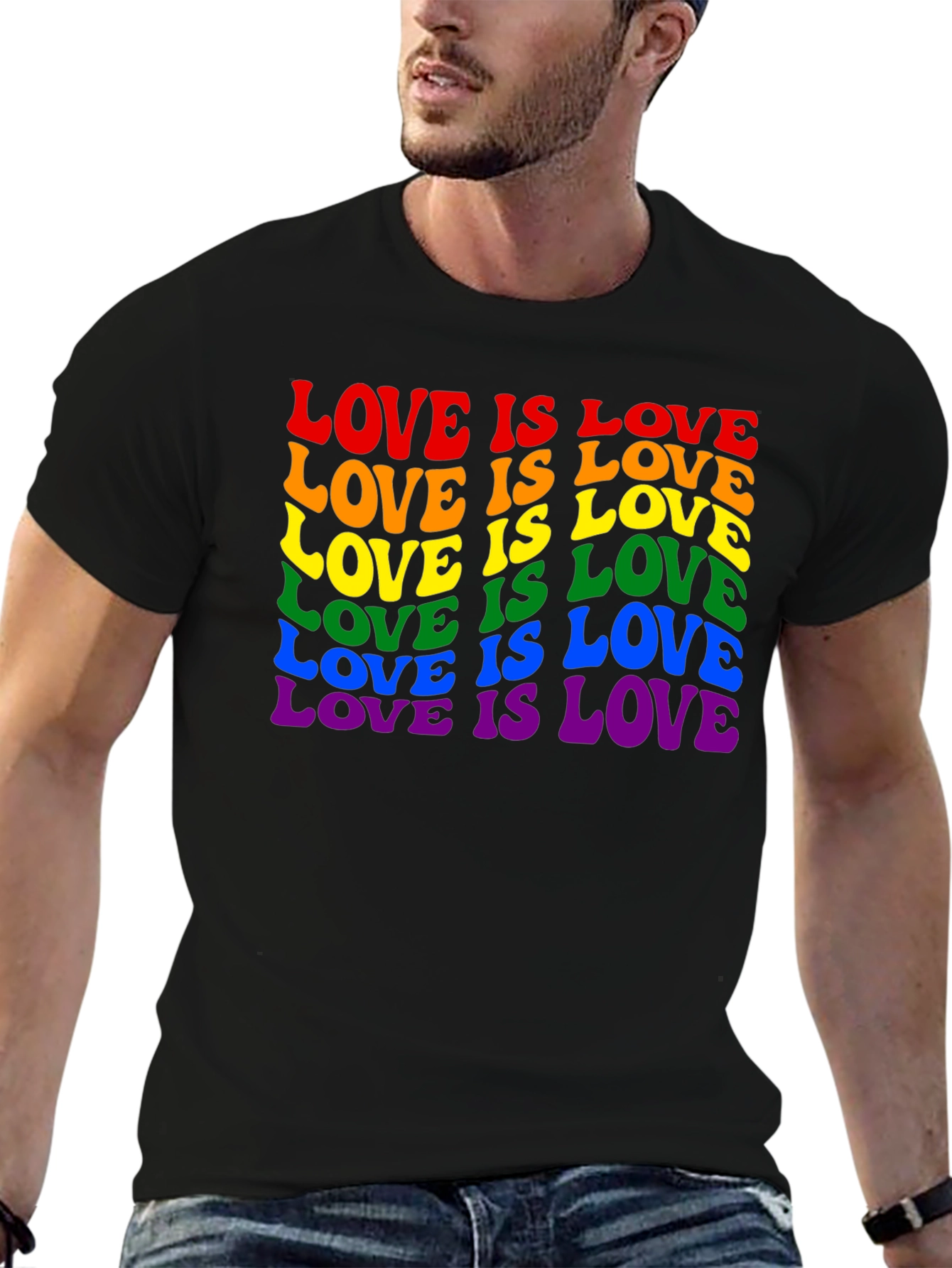 Camiseta Negra Love is Love LGBTQ+ Orgullo
