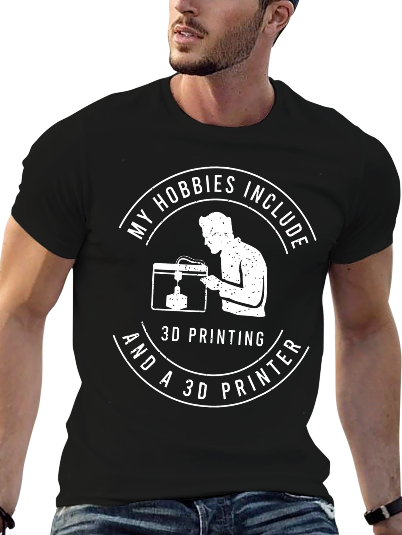 Camiseta Negra con Diseño Divertido de Impresión 3D
