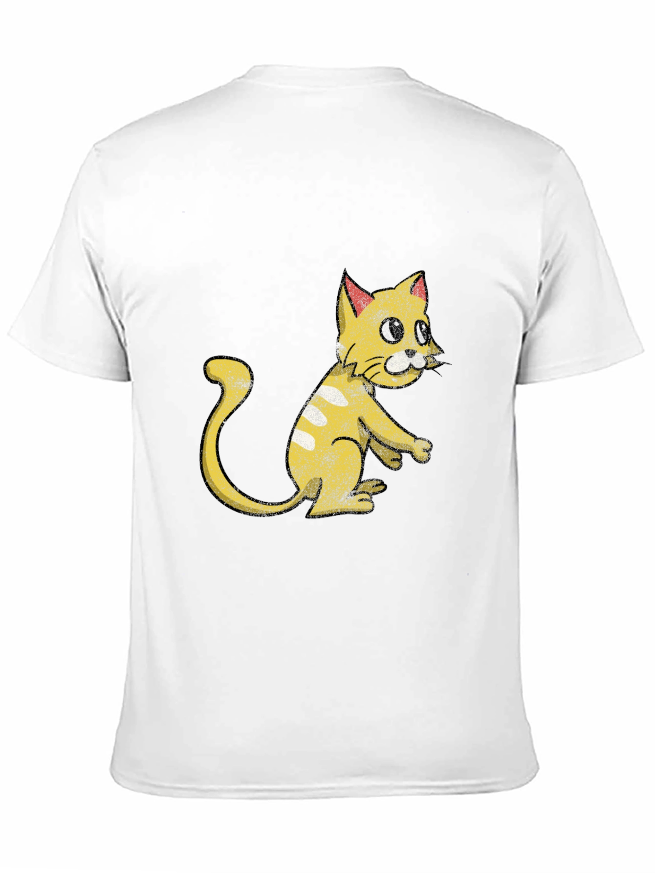 Camiseta Negra con Diseño de Gato Amarillo Divertido