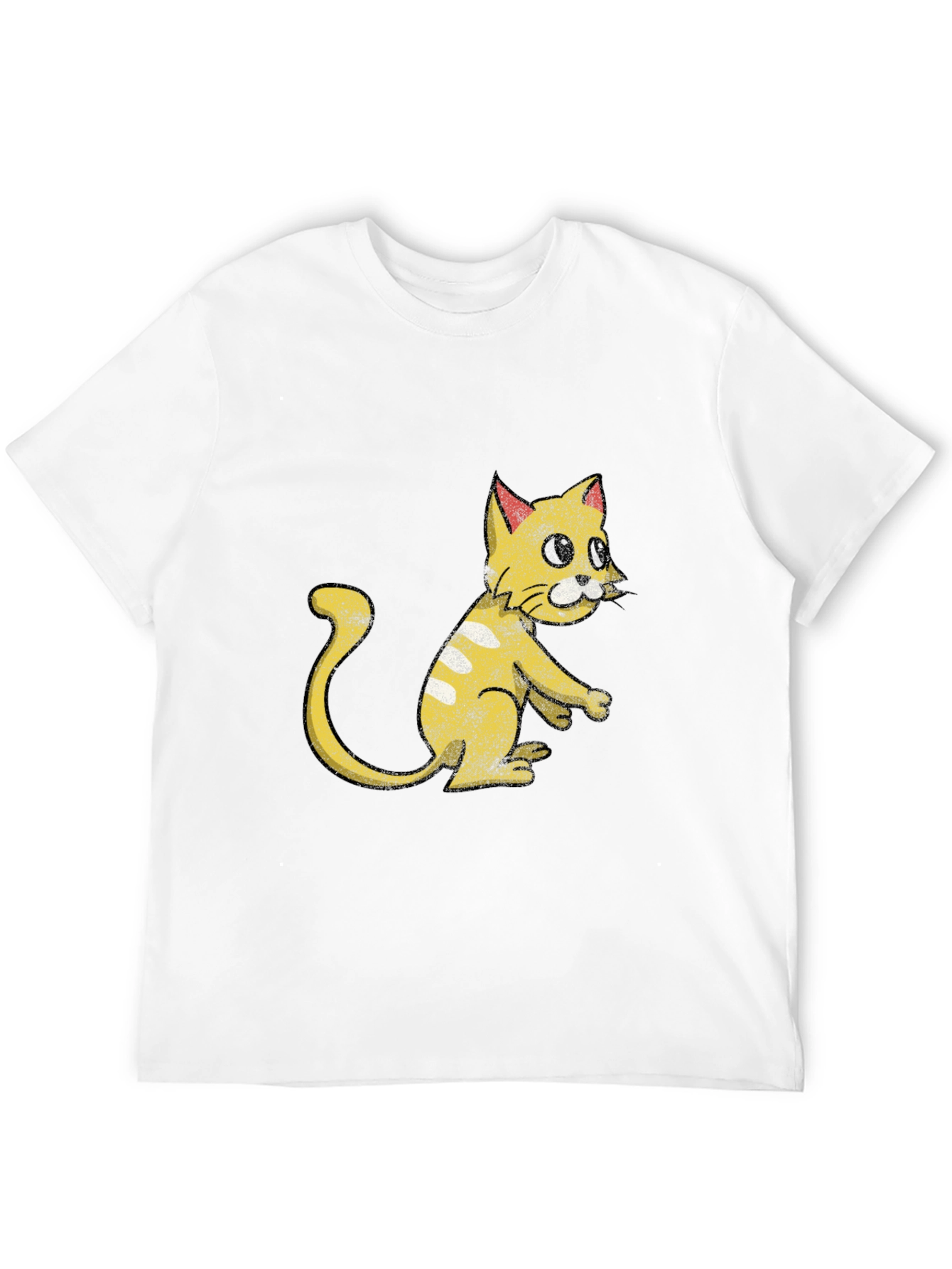 Camiseta Negra con Diseño de Gato Amarillo Divertido