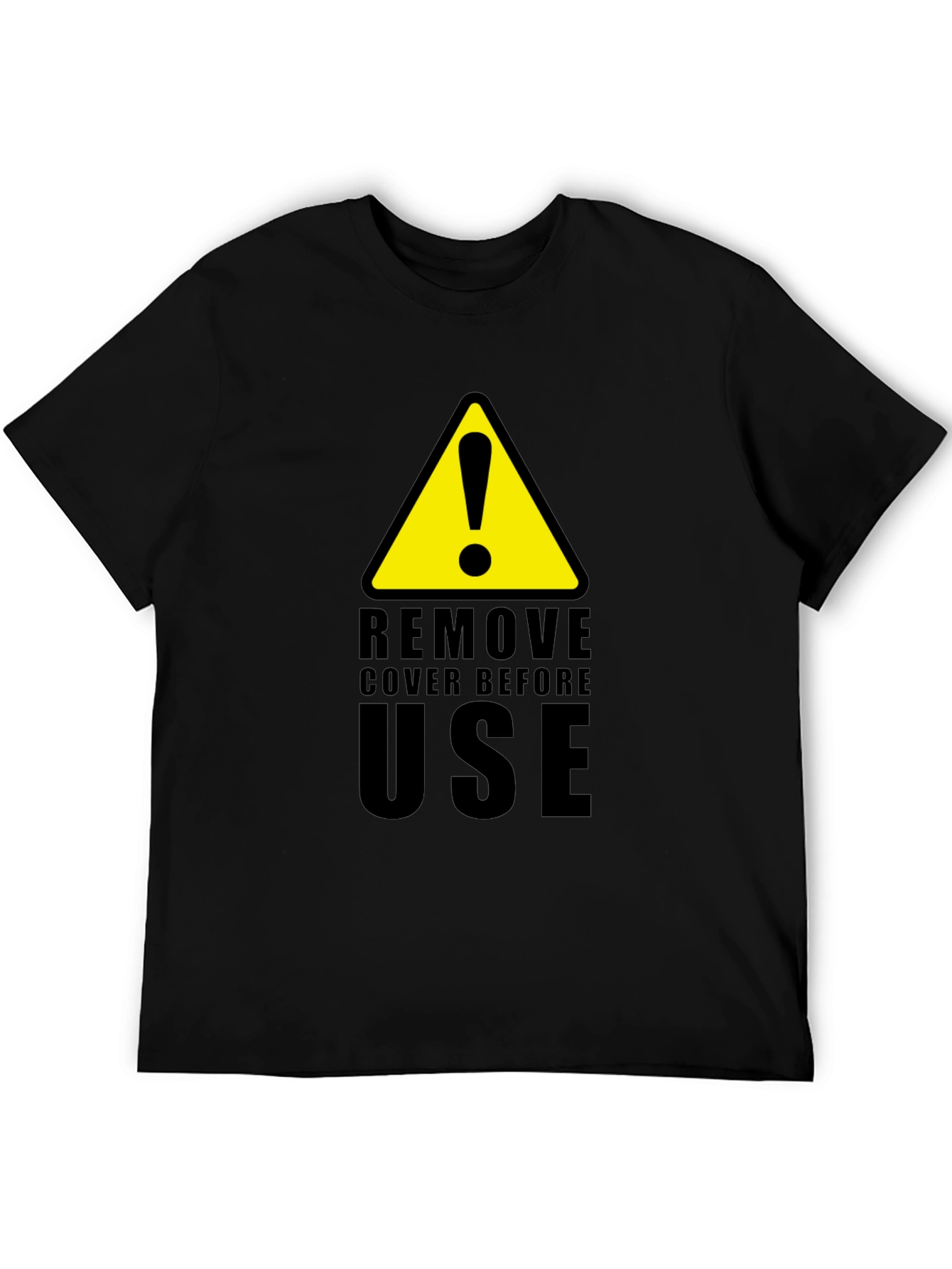 Camiseta Negra con Diseño de Advertencia