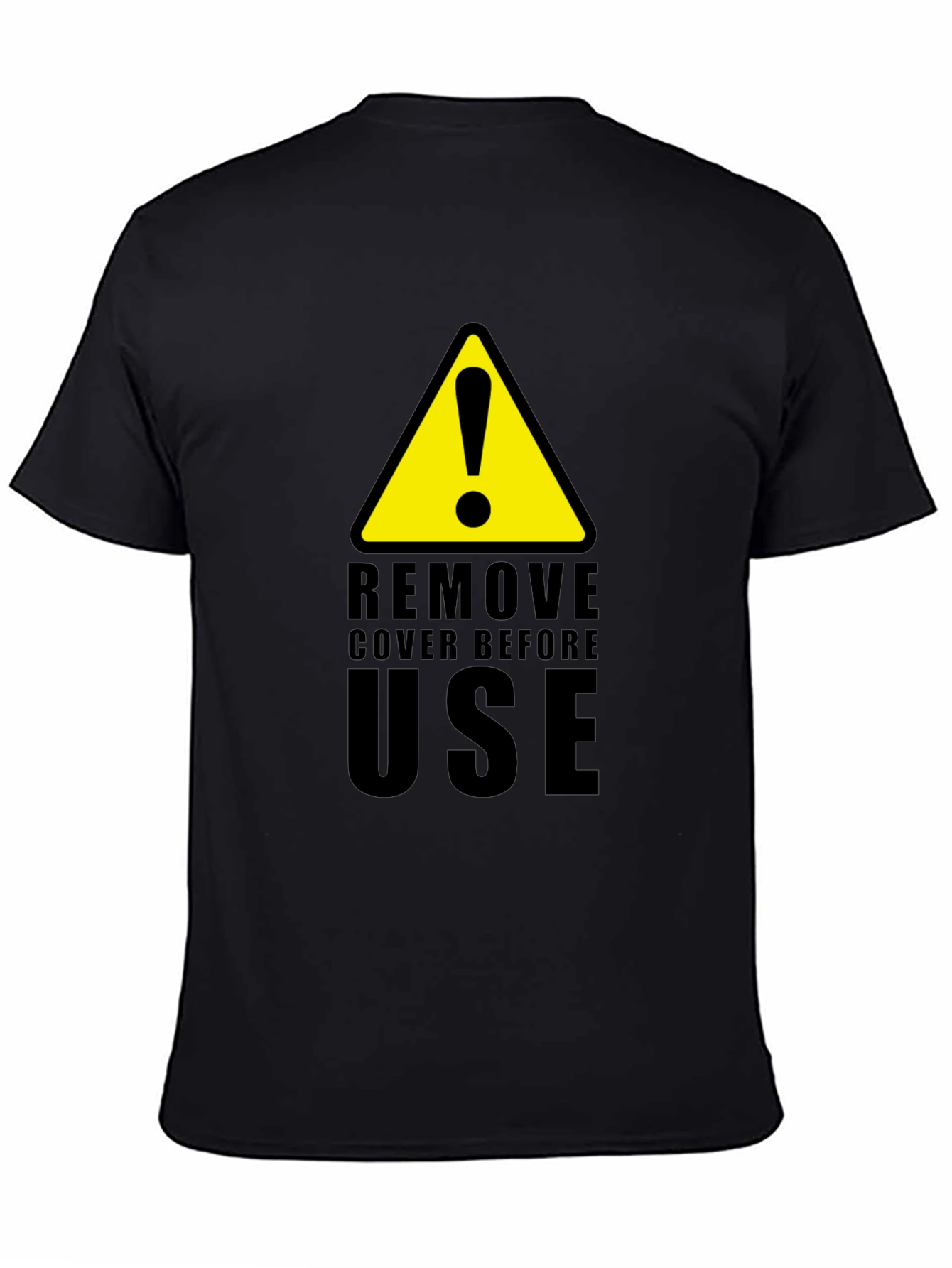 Camiseta Negra con Diseño de Advertencia