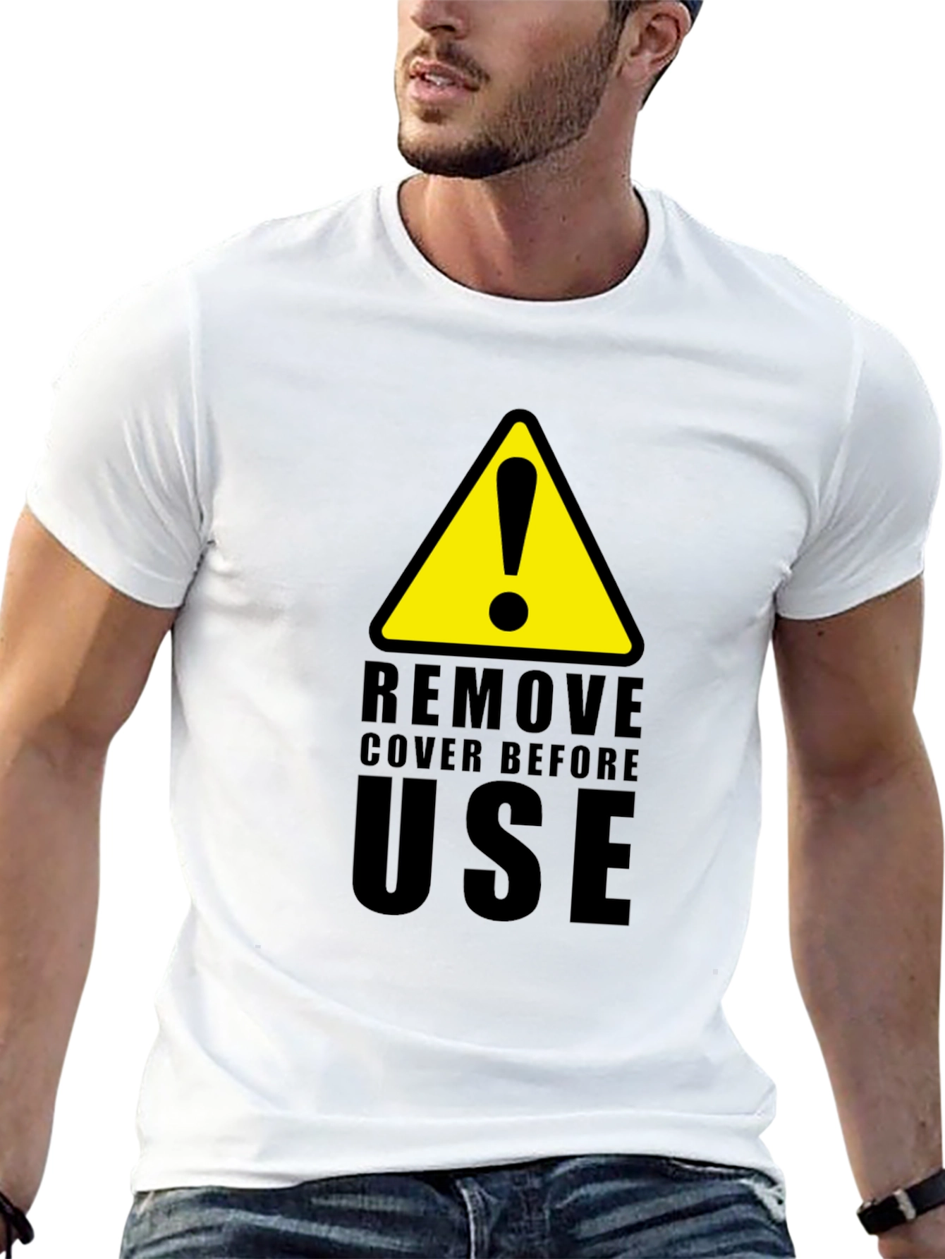 Camiseta Negra con Diseño de Advertencia