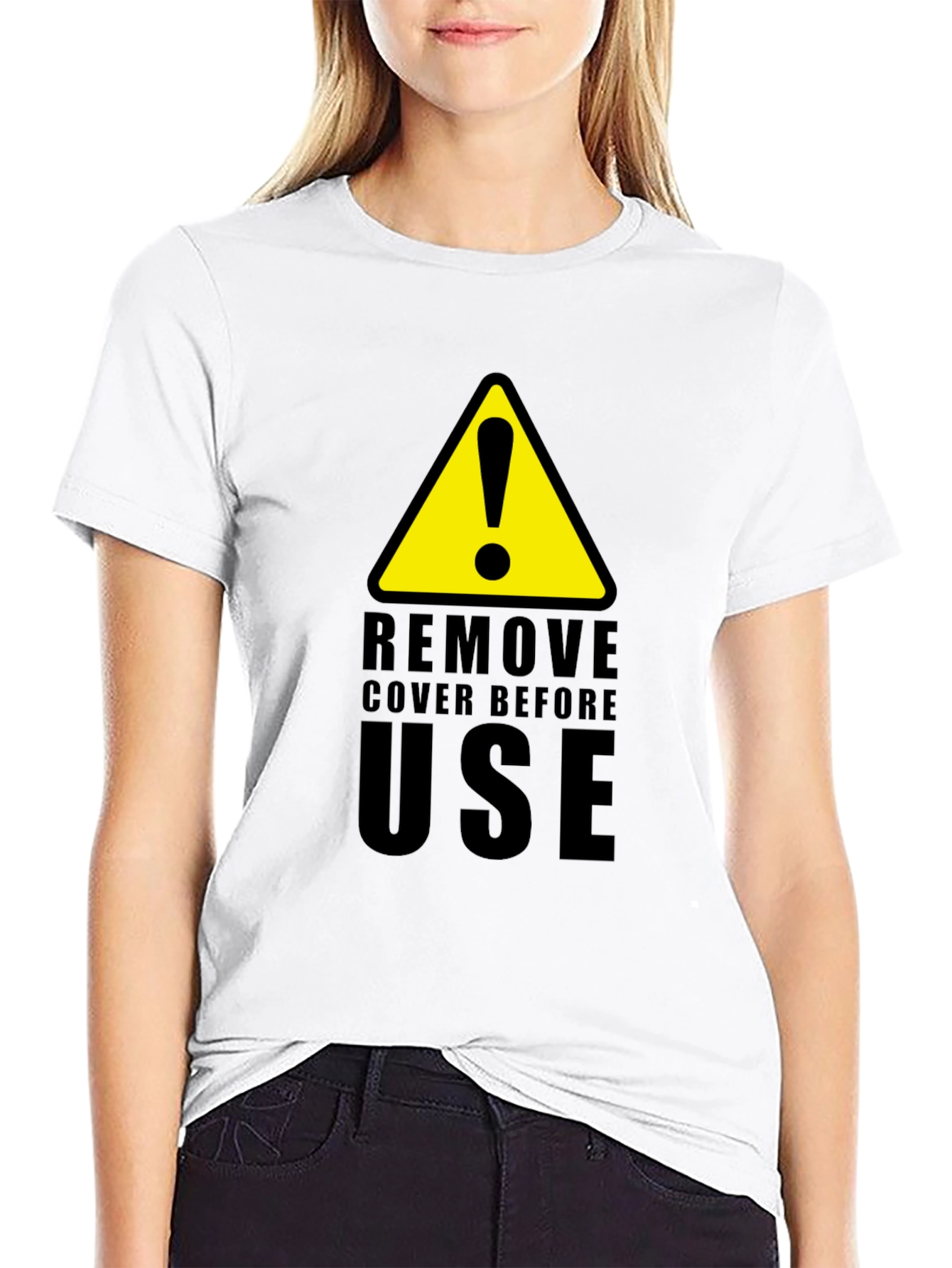 Camiseta Negra con Diseño de Advertencia