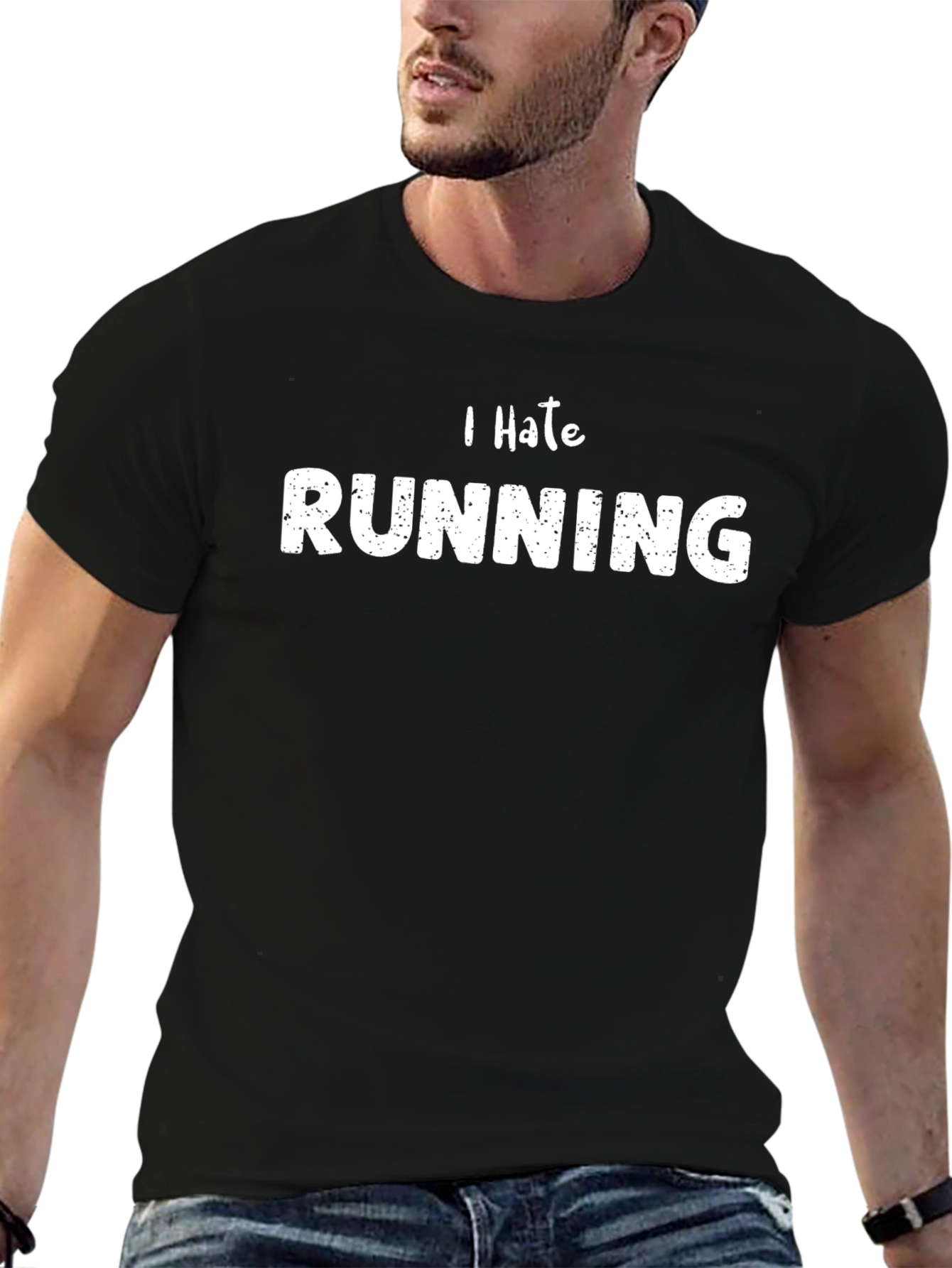 Camiseta Negra Odio Correr para Hombre