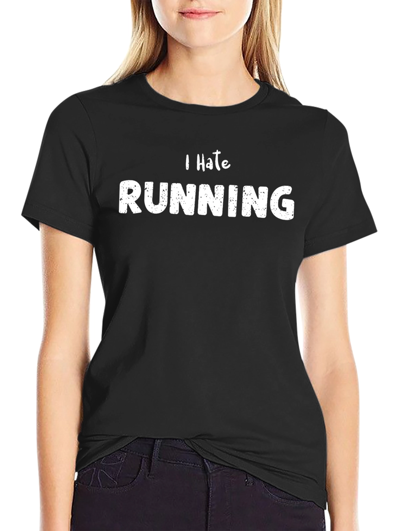 Camiseta Negra Odio Correr para Hombre