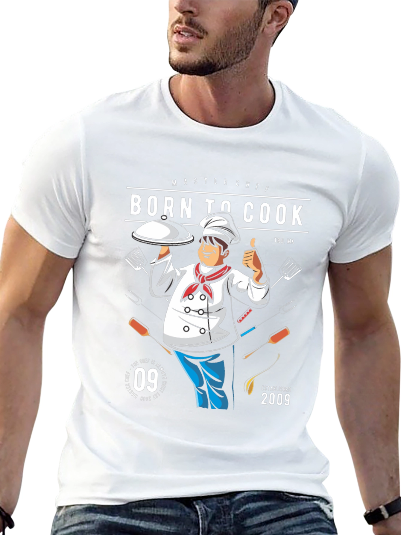 Camiseta Negra Born To Cook para Chef