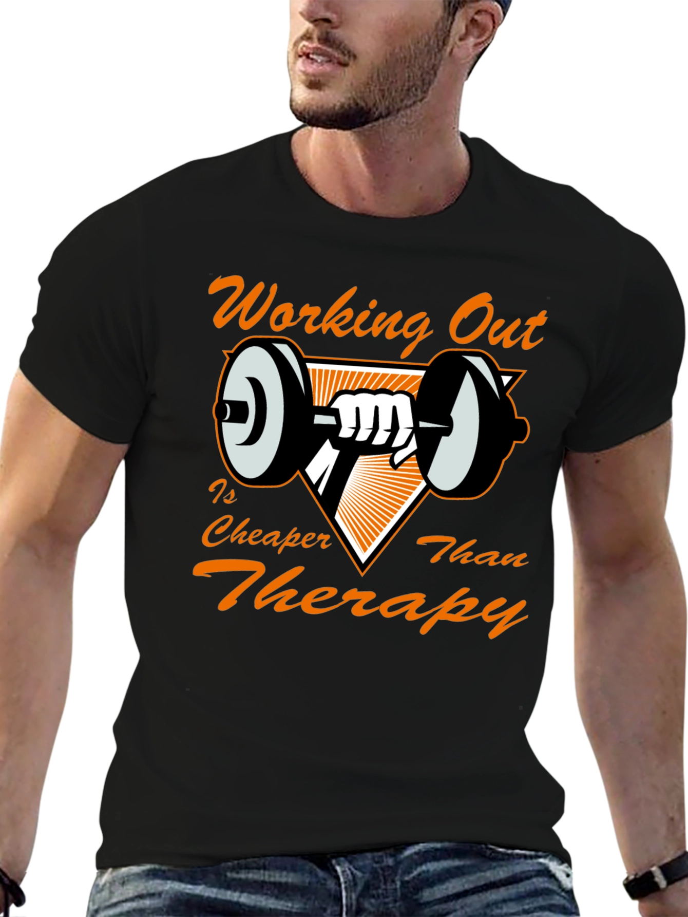 Camiseta Negra con Diseño de Gimnasio Motivacional