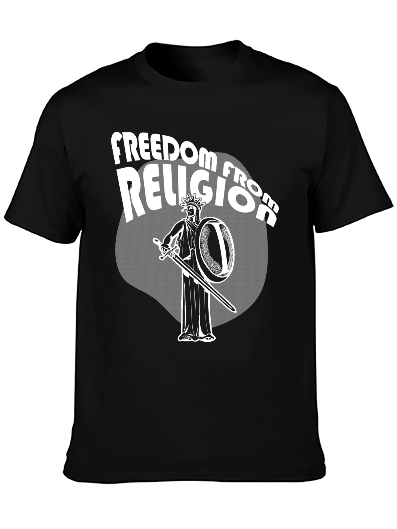 Camiseta Negra: Libertad de Religión con Estatua