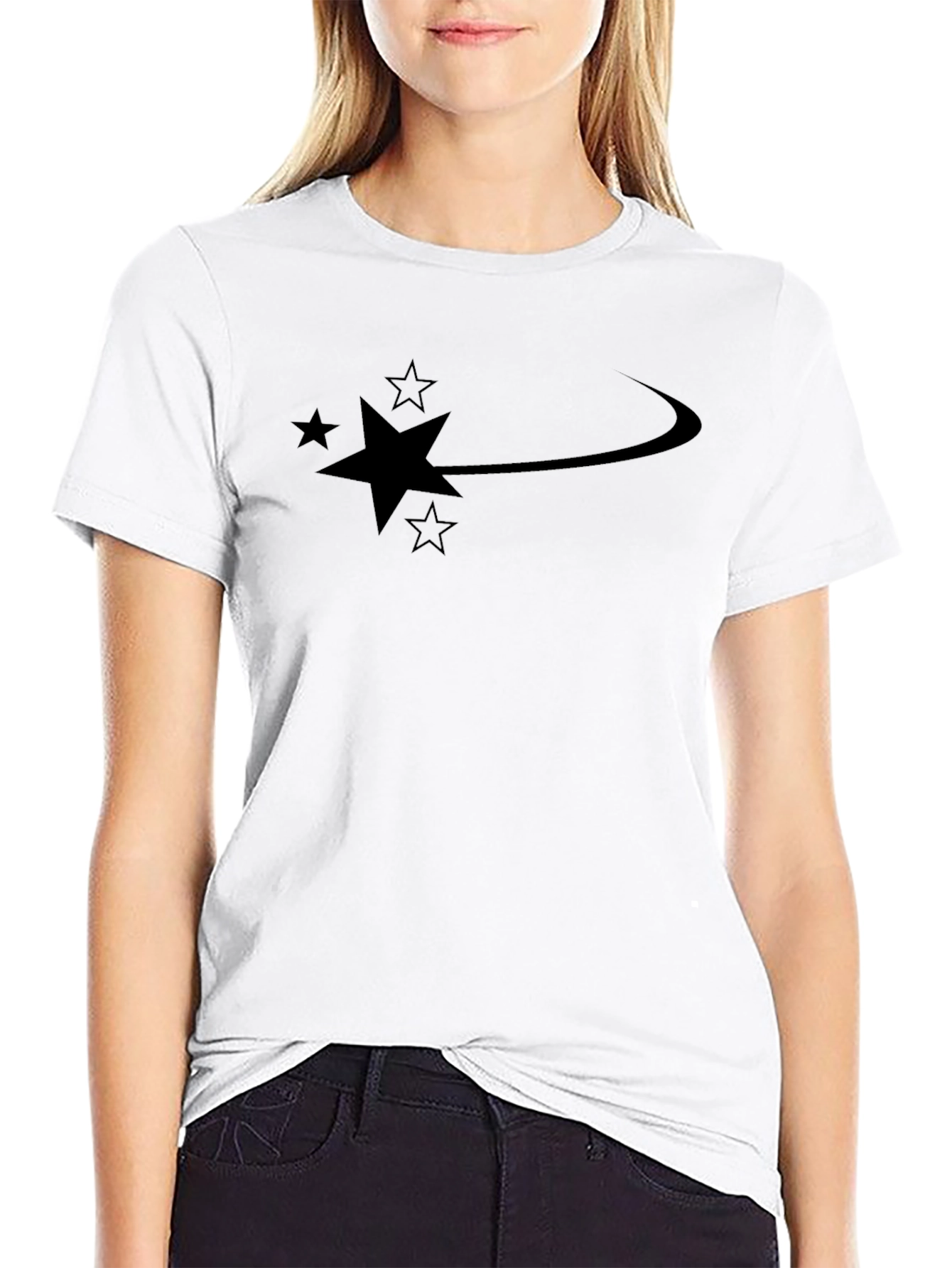 Camiseta Negra Hombre Diseño Estrellas
