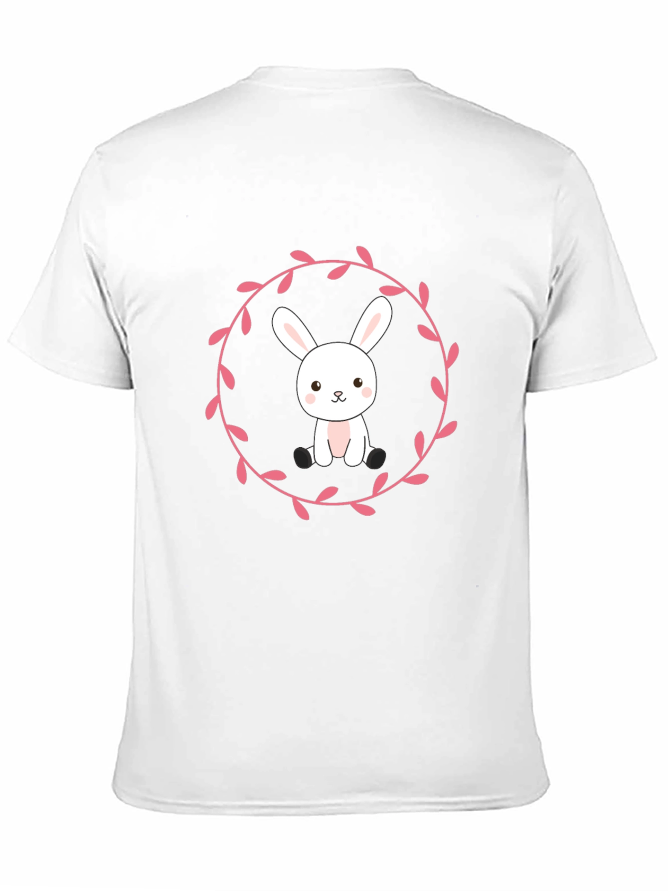 Camiseta Negra con Diseño de Conejito Floral