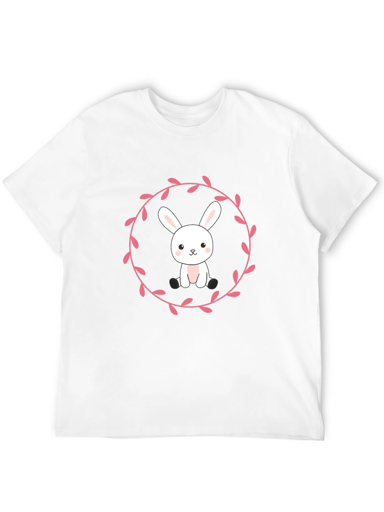Camiseta Negra con Diseño de Conejito Floral