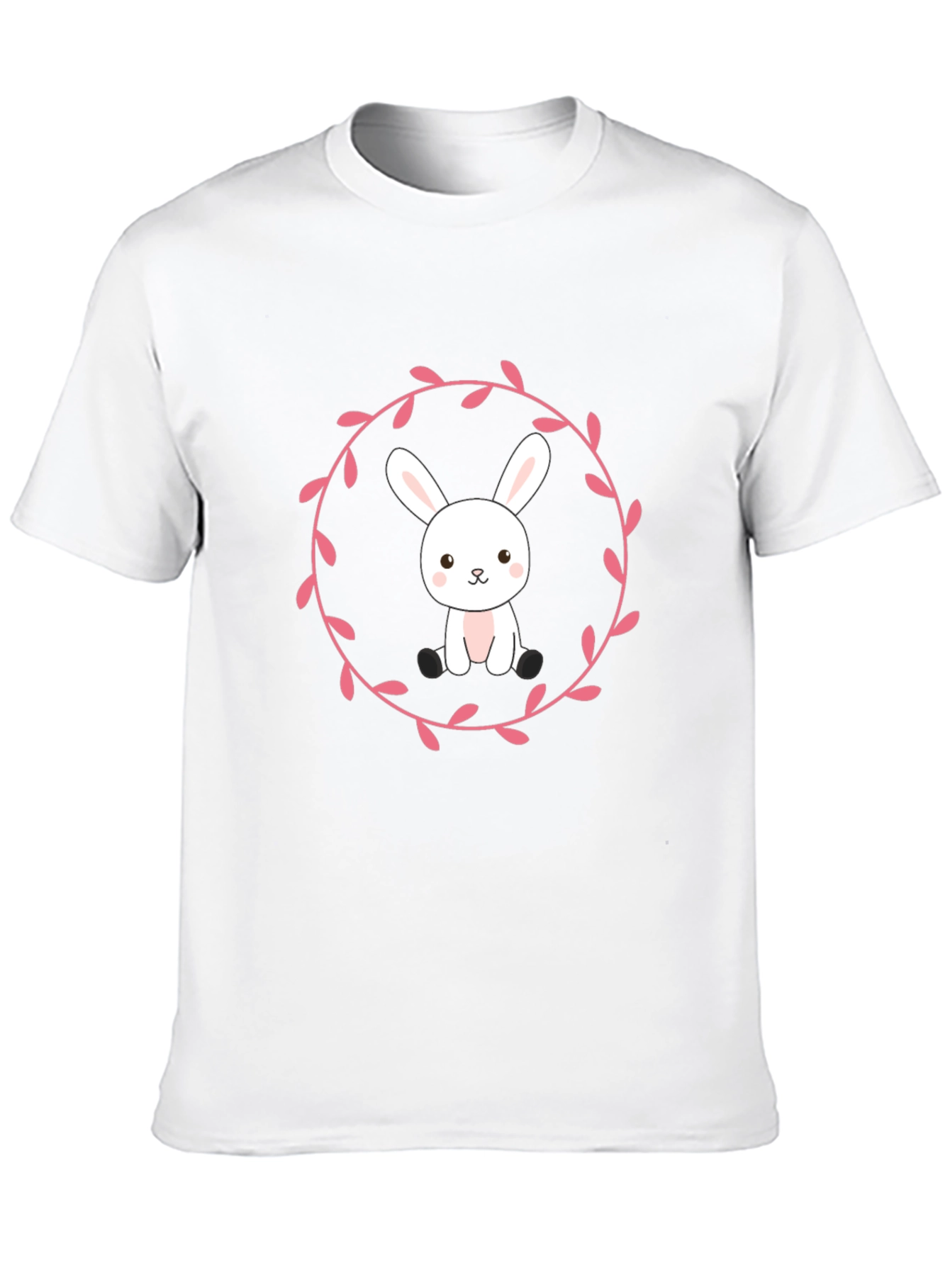 Camiseta Negra con Diseño de Conejito Floral