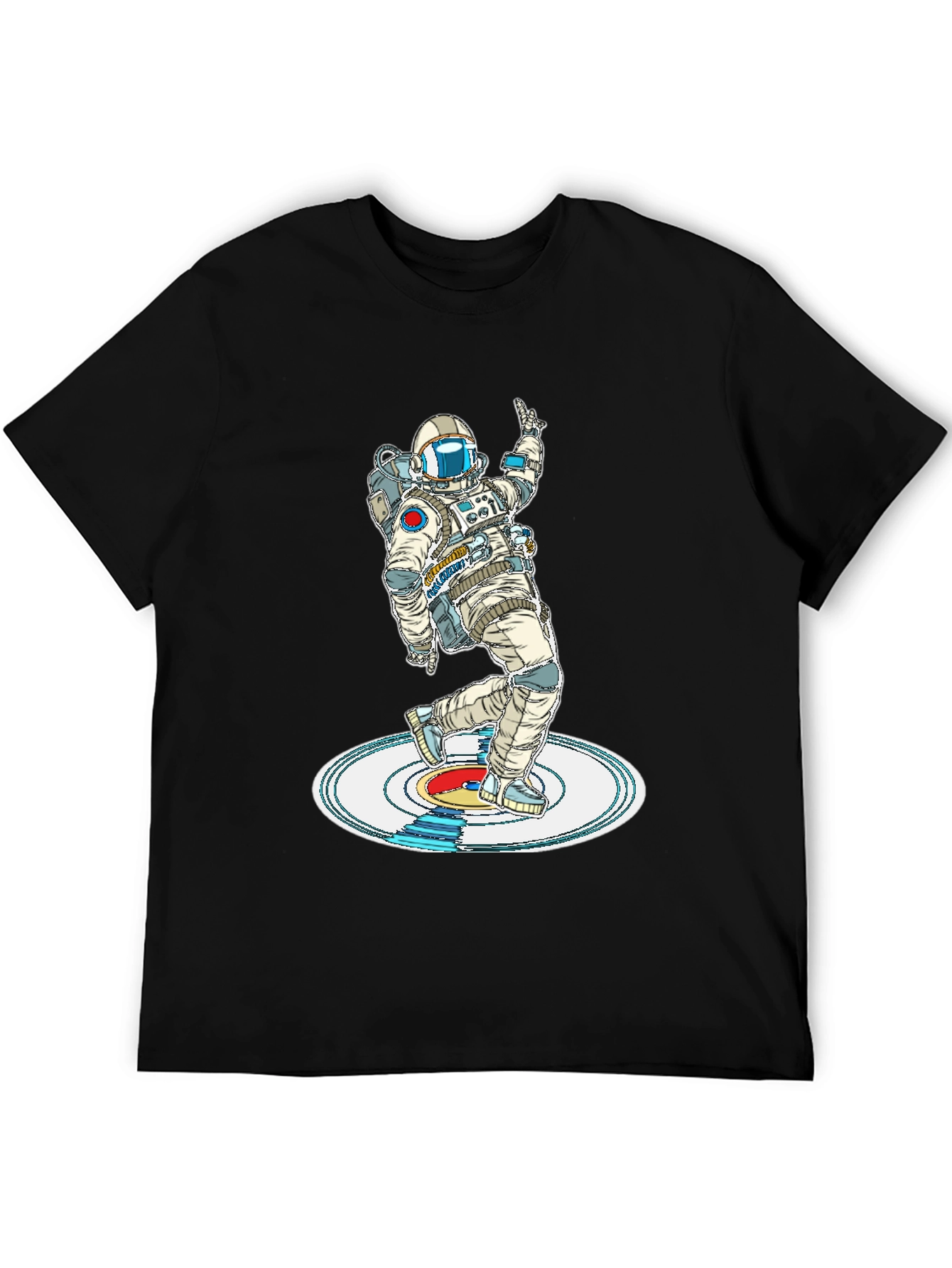 Camiseta Negra Astronauta Bailando en Vinilo