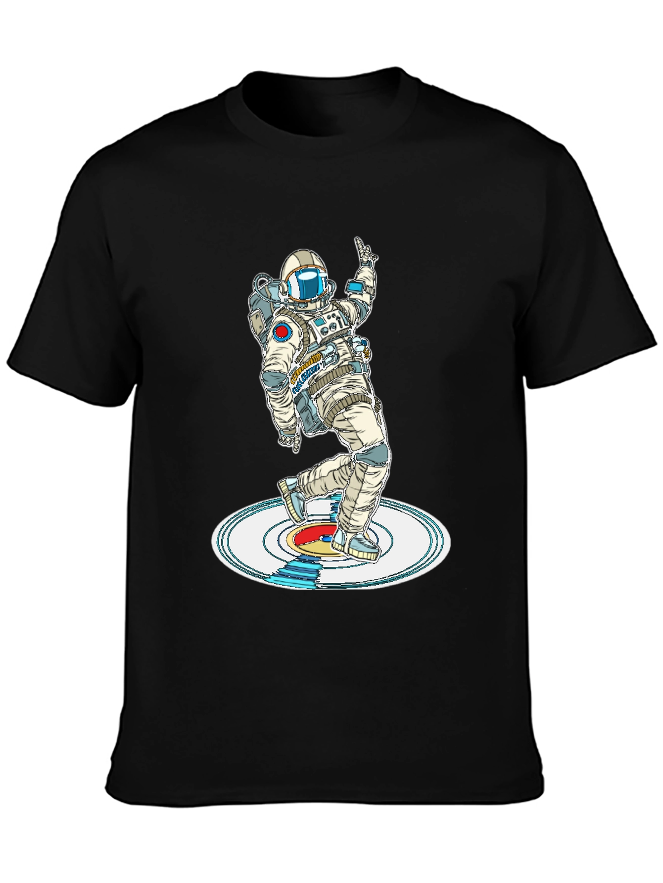 Camiseta Negra Astronauta Bailando en Vinilo