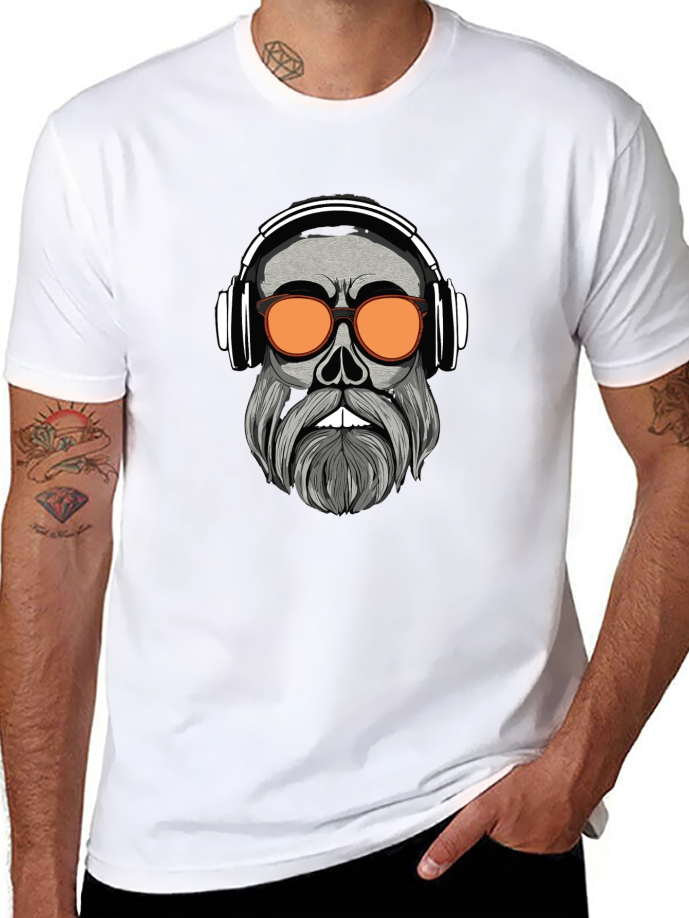Camiseta Negra con Diseño Calavera Moderna