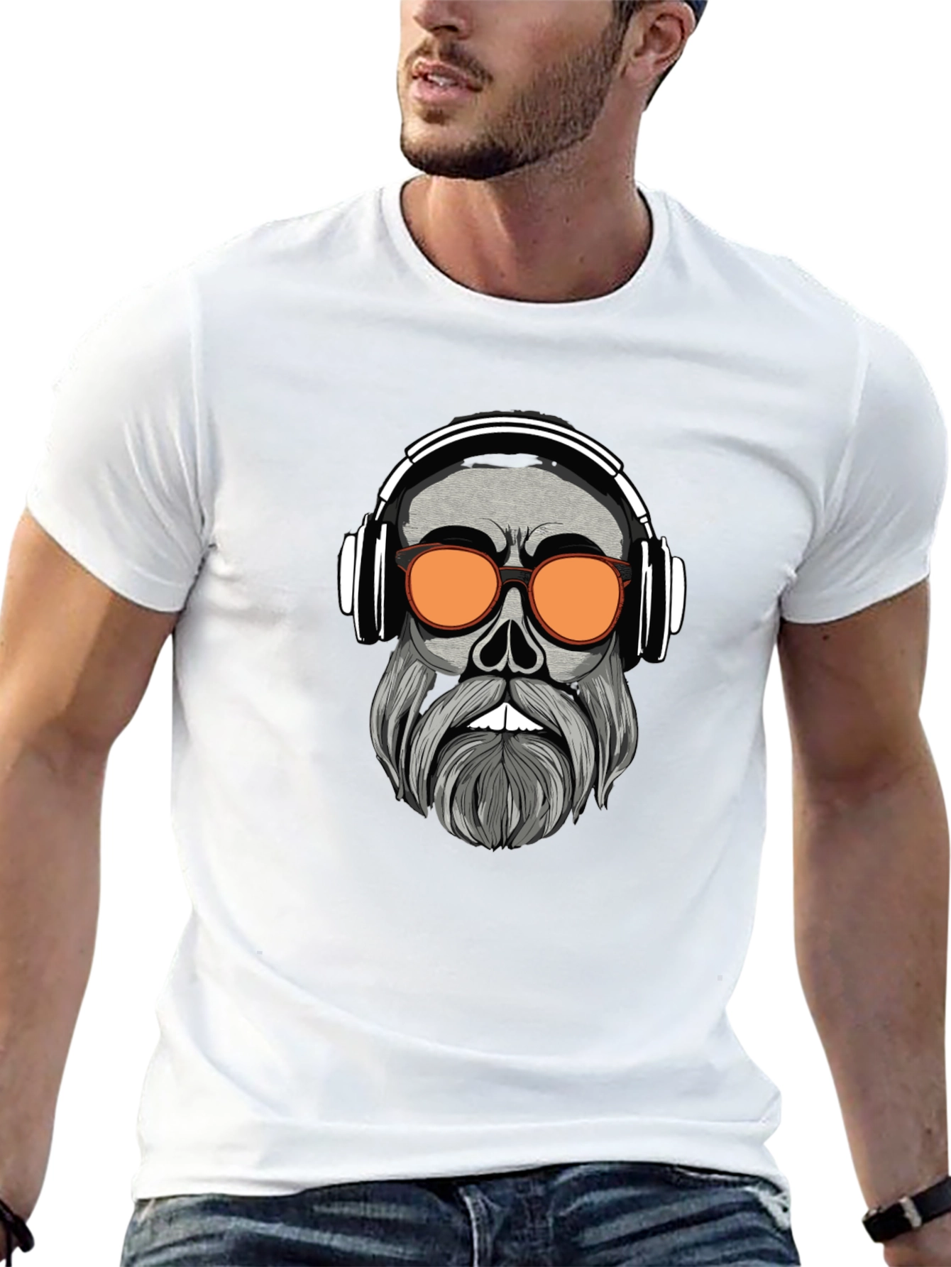 Camiseta Negra con Diseño Calavera Moderna