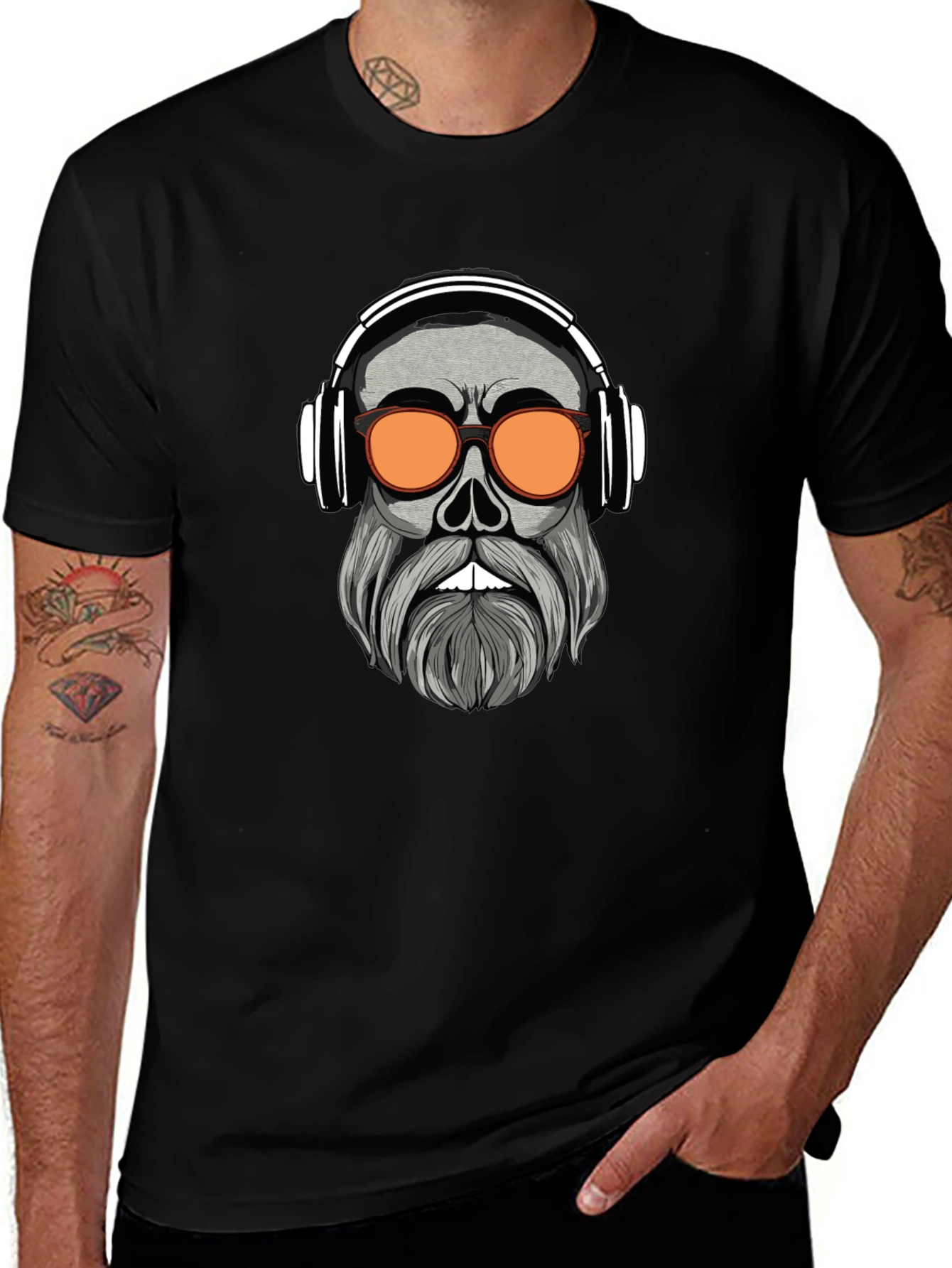 Camiseta Negra con Diseño Calavera Moderna