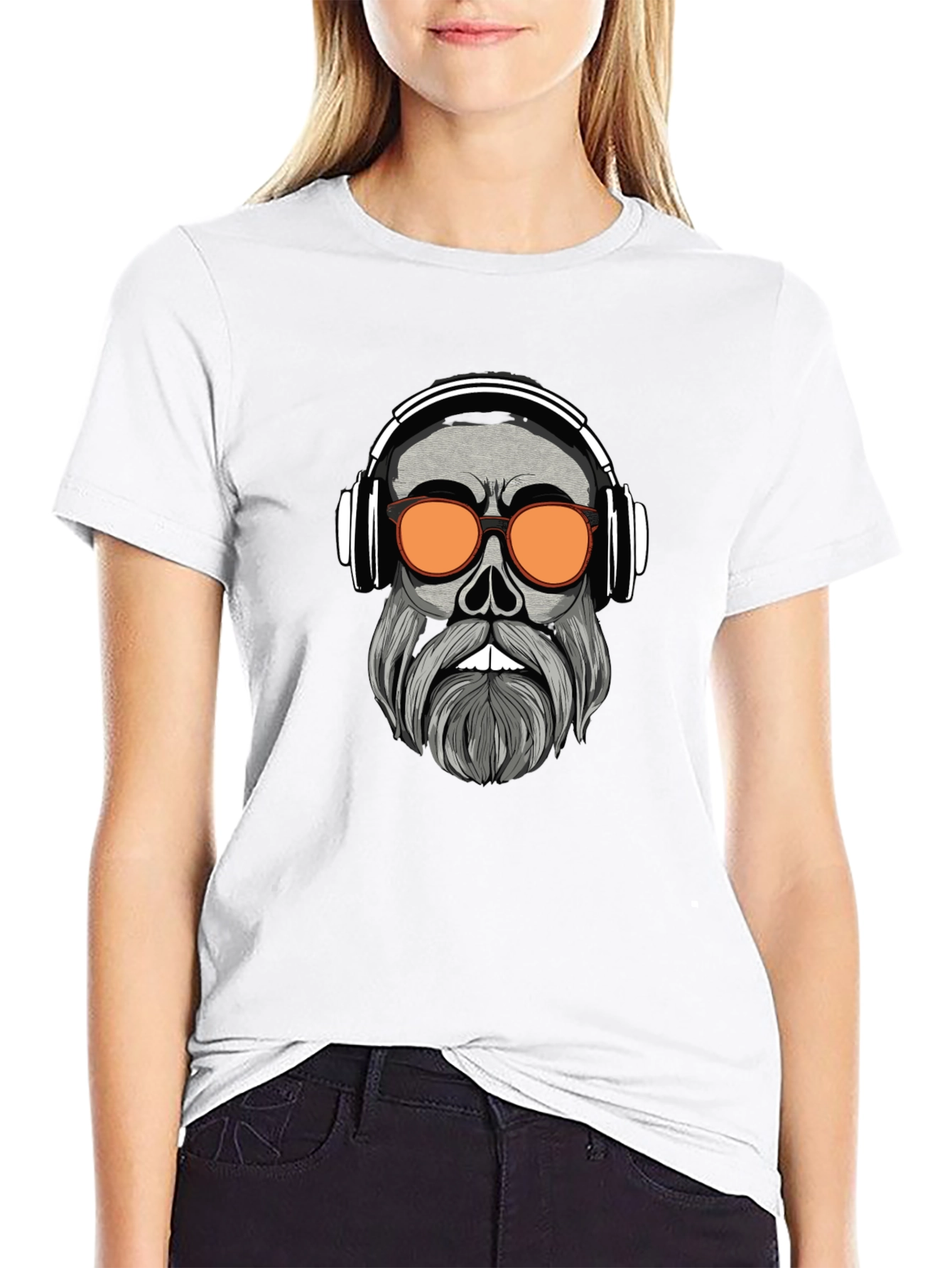Camiseta Negra con Diseño Calavera Moderna