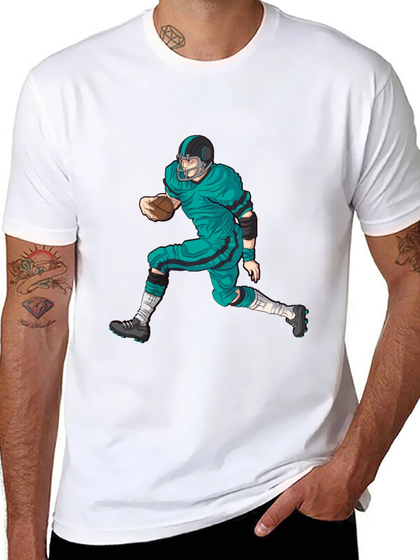 Camiseta Negra con Diseño de Futbol Americano
