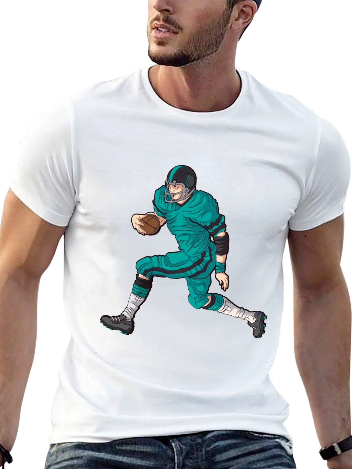 Camiseta Negra con Diseño de Futbol Americano