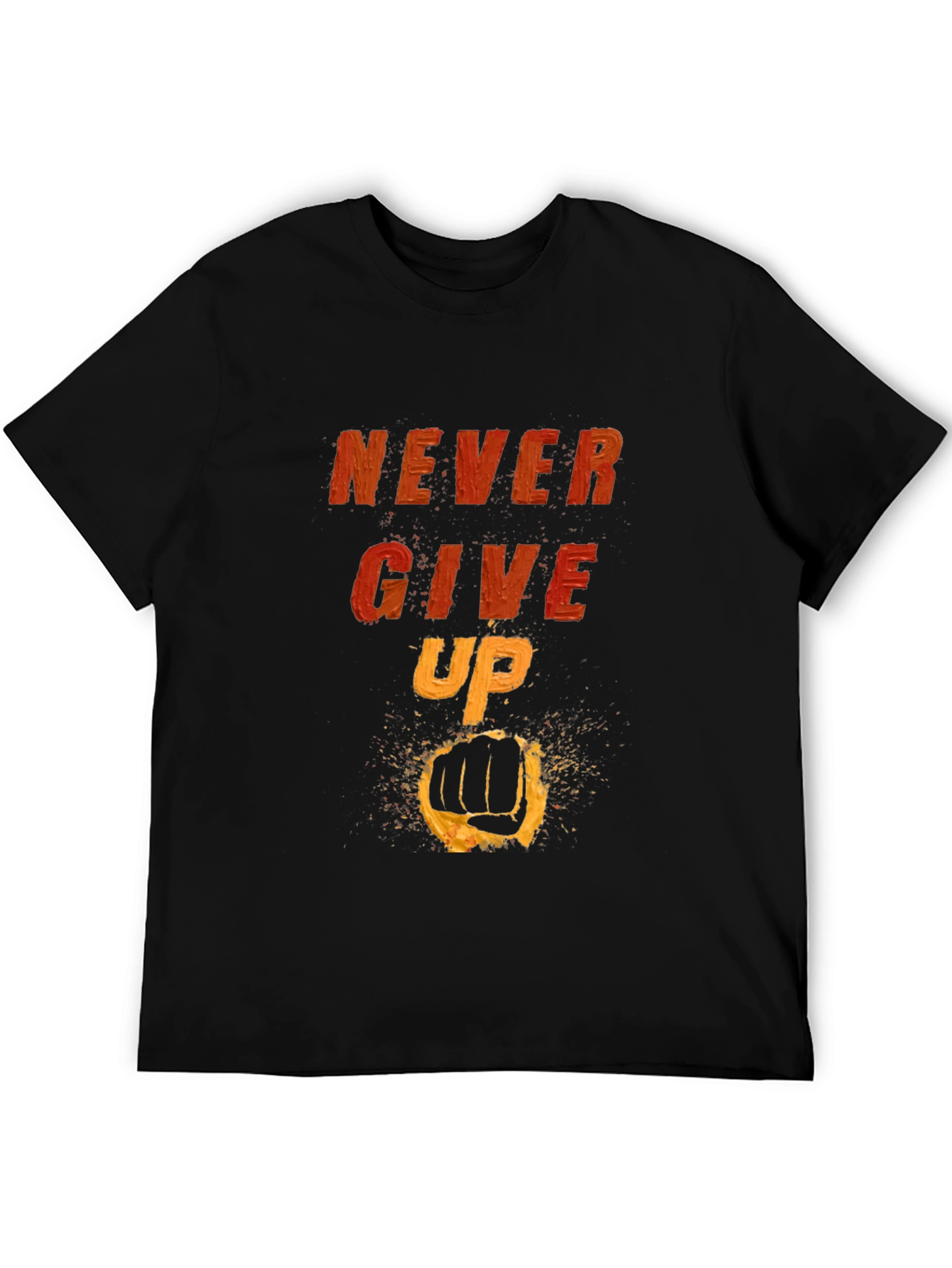Camiseta Negra Motivacional: Never Give Up