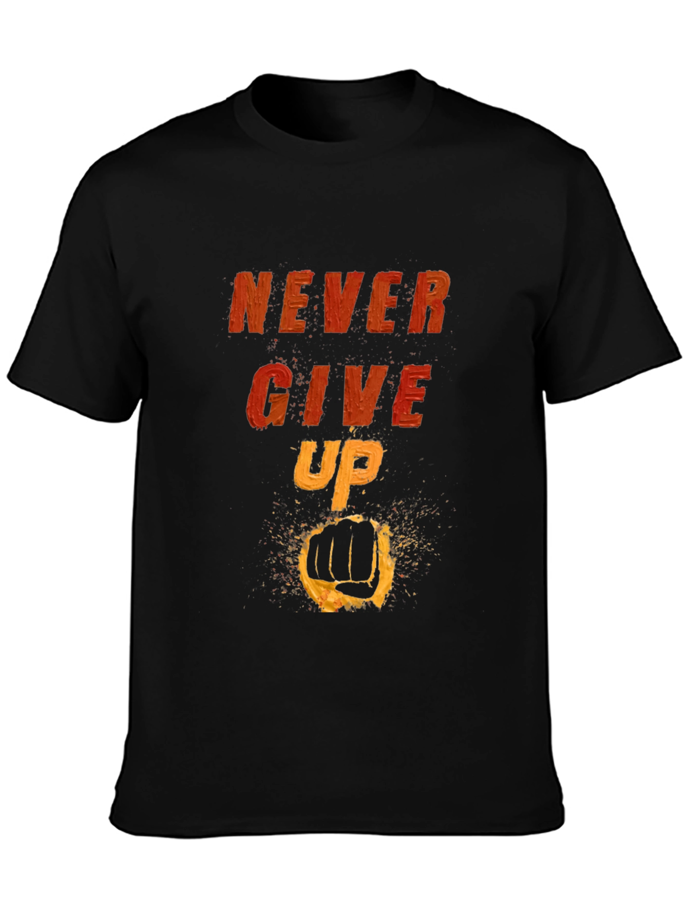 Camiseta Negra Motivacional: Never Give Up