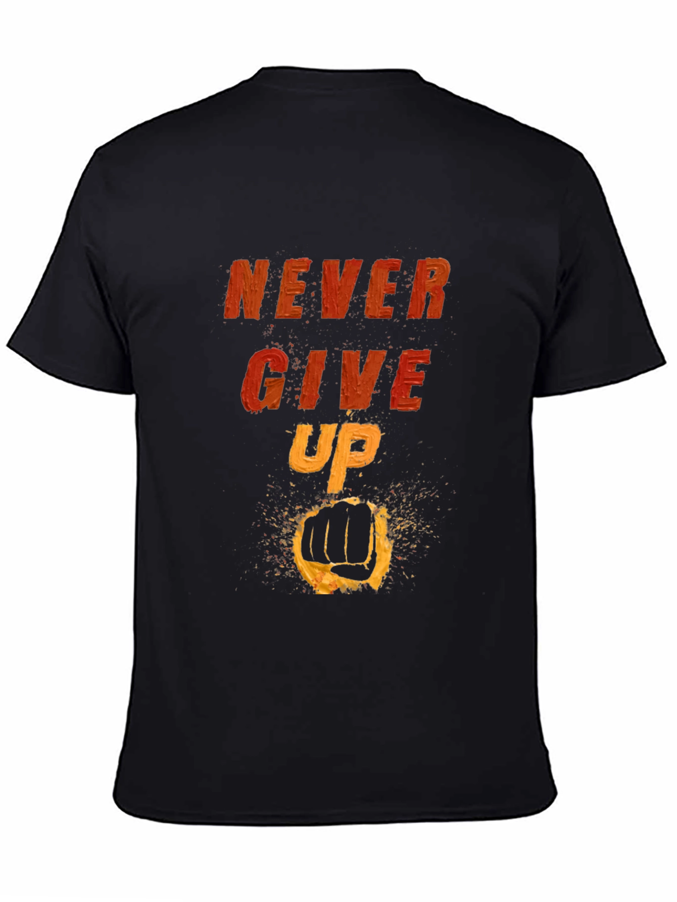 Camiseta Negra Motivacional: Never Give Up