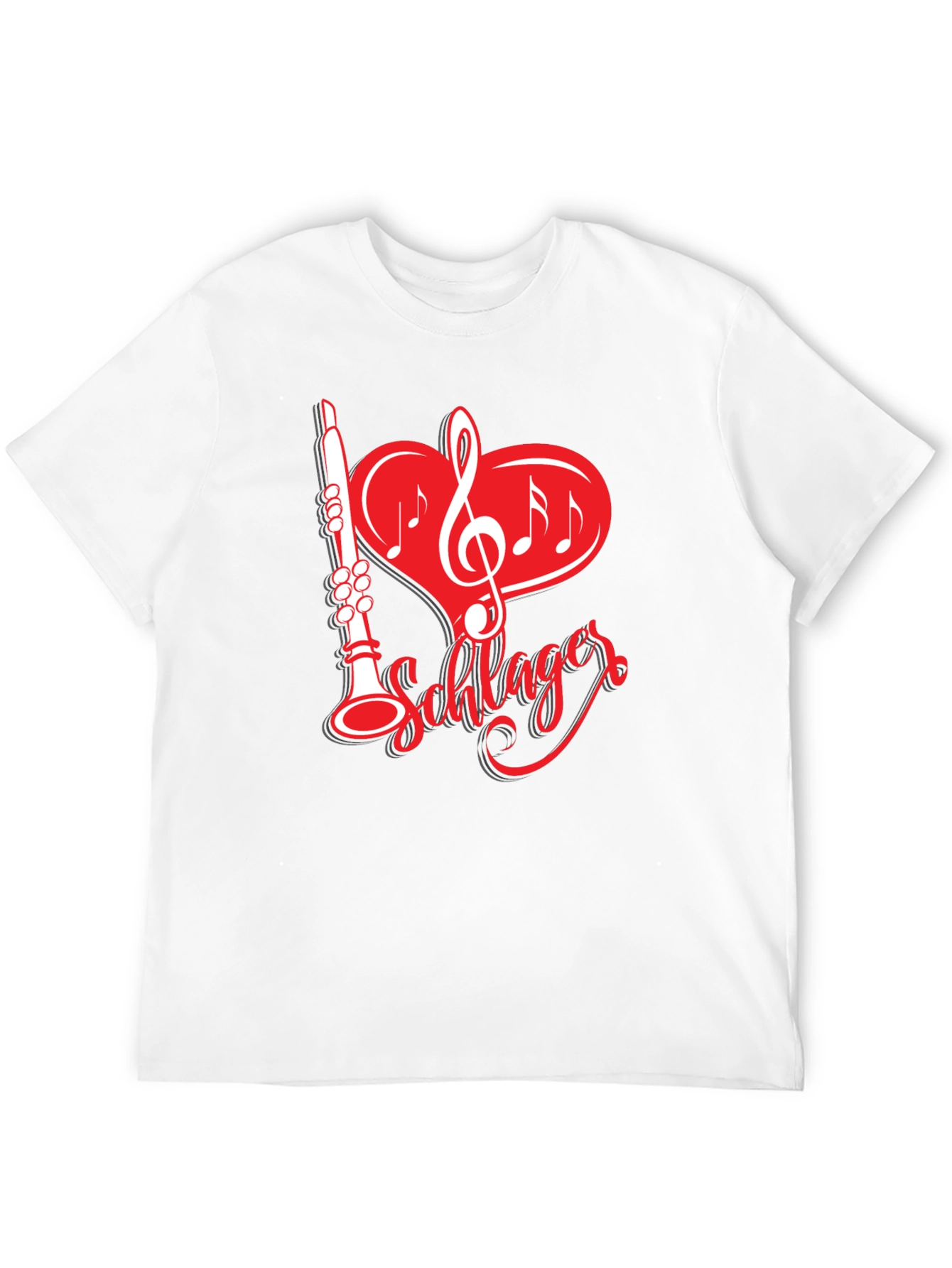 Camiseta Negra Música Schlager Corazón Clarinete