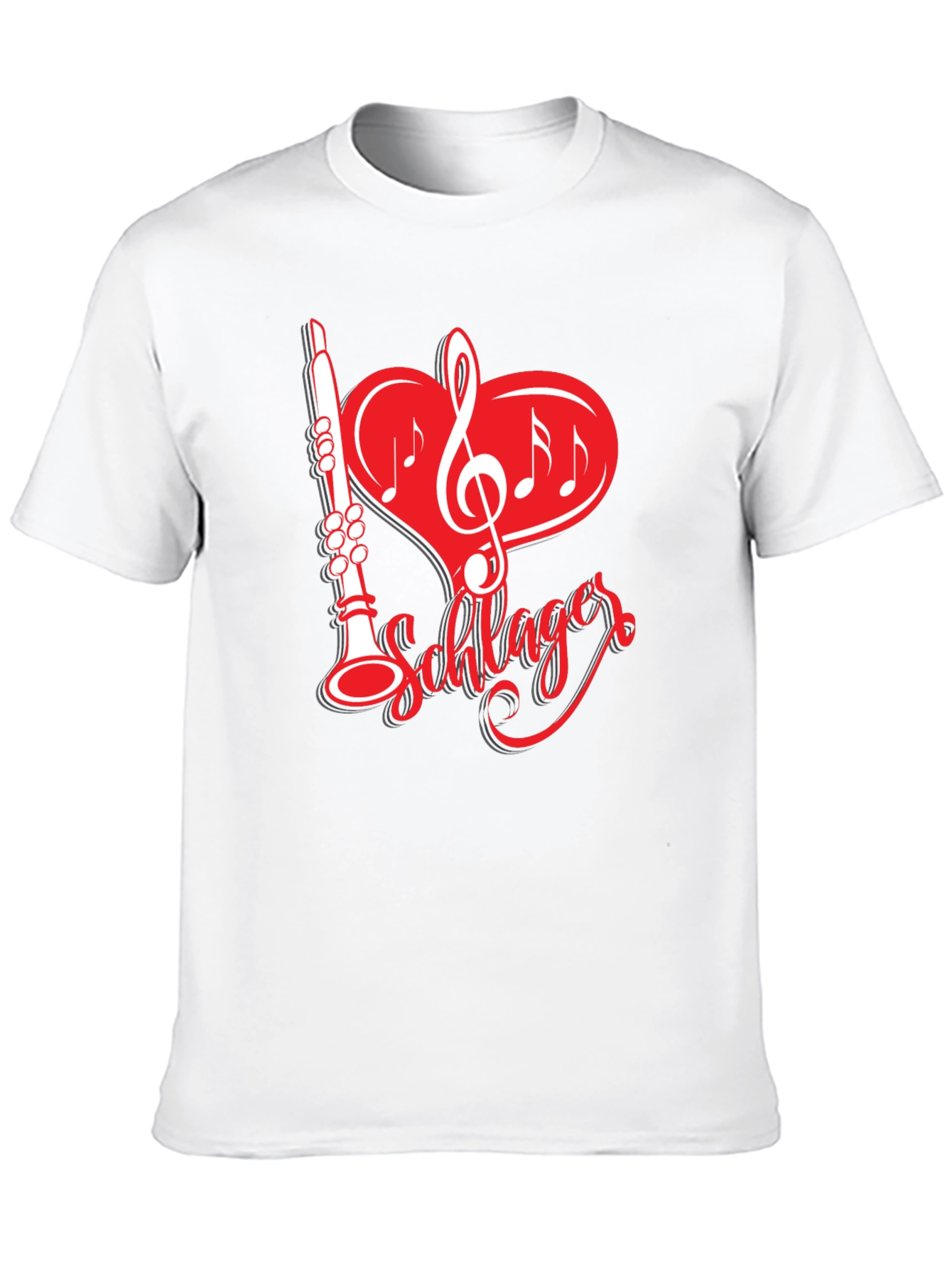 Camiseta Negra Música Schlager Corazón Clarinete