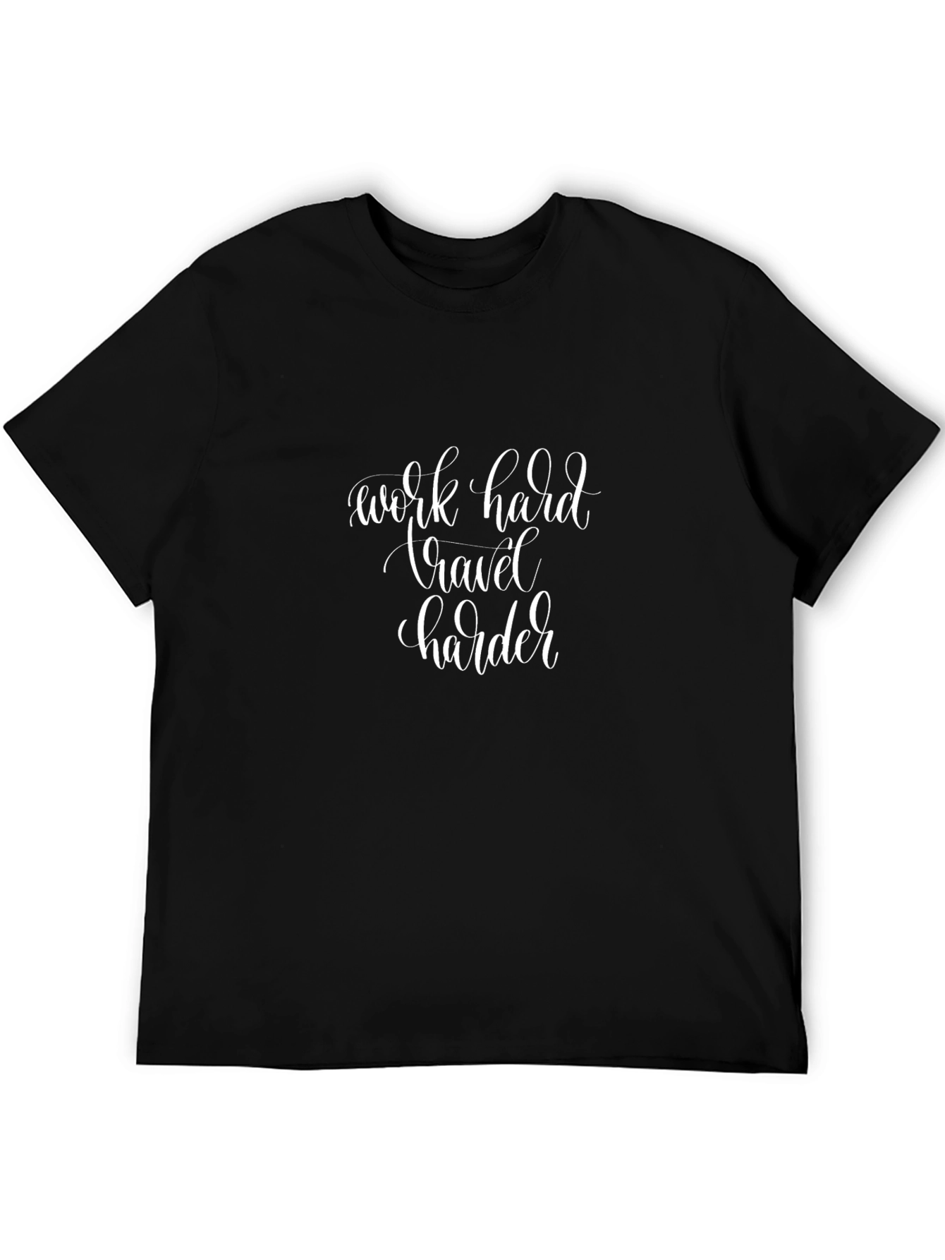 Camiseta Negra: Work Hard Travel Harder