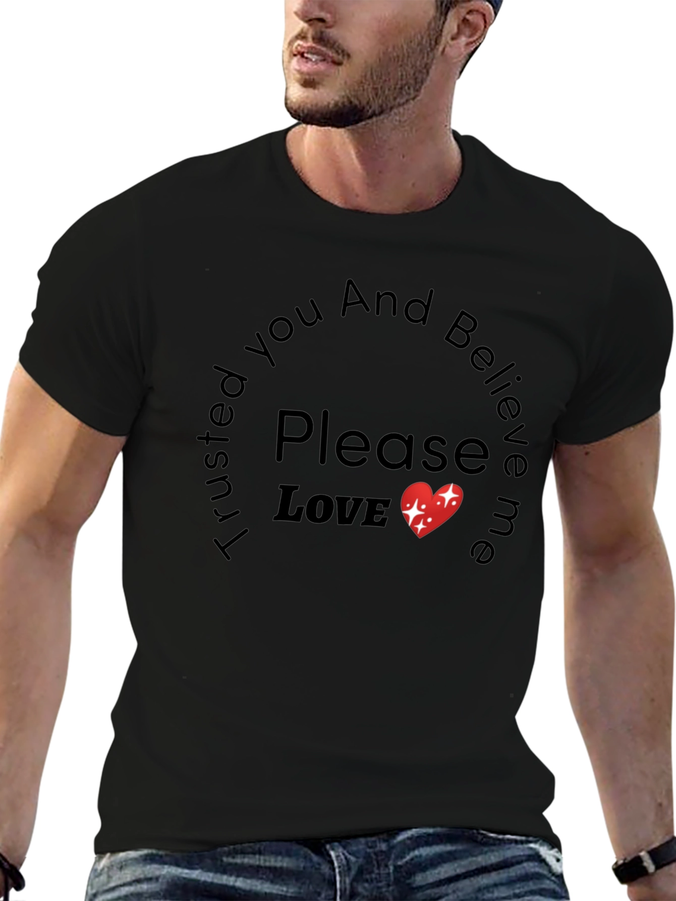 Camiseta Negra Trust Please Love para Hombre