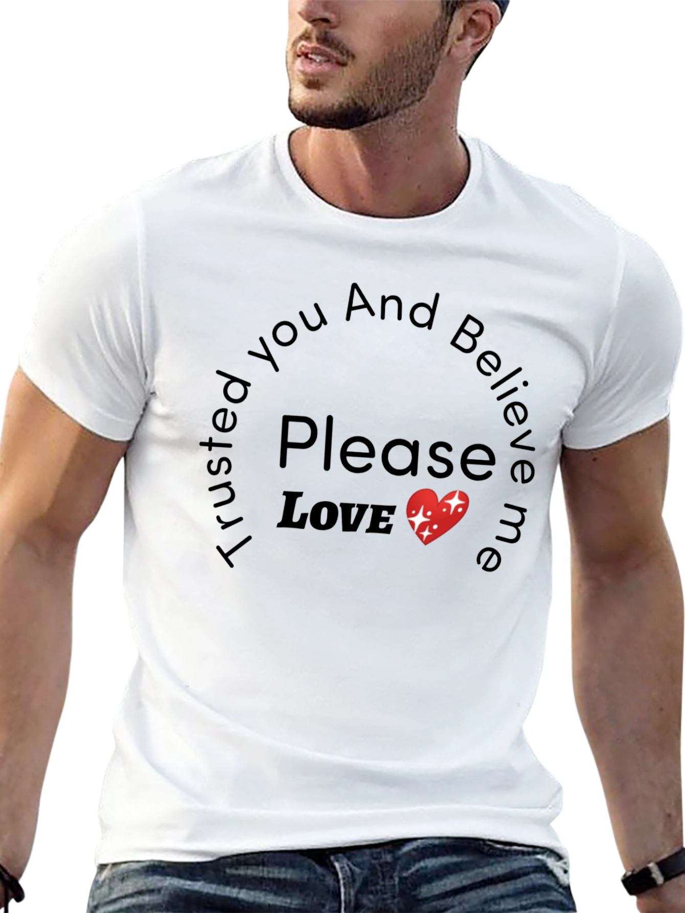 Camiseta Negra Trust Please Love para Hombre