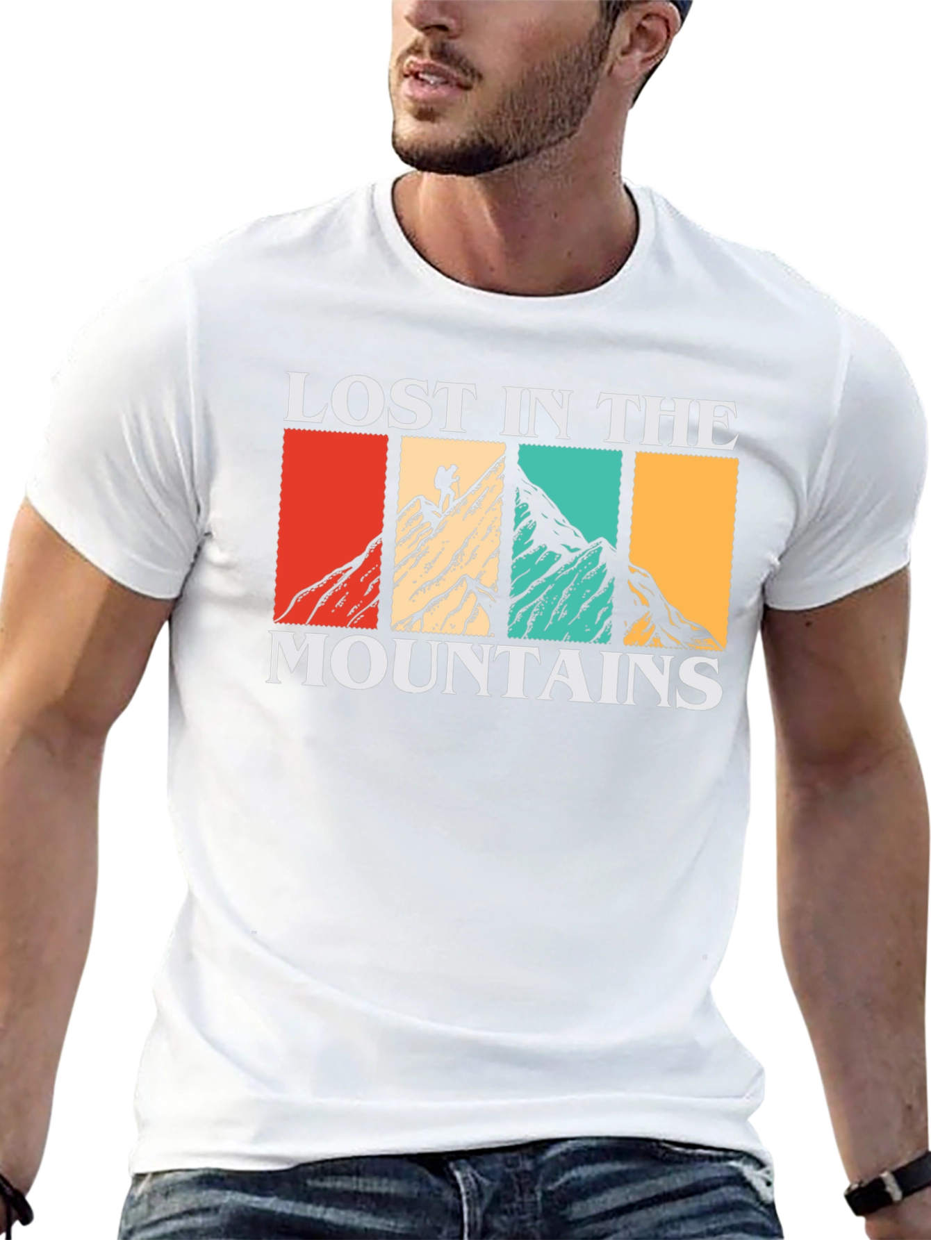 Camiseta Negra Lost in the Mountains para Aventureros