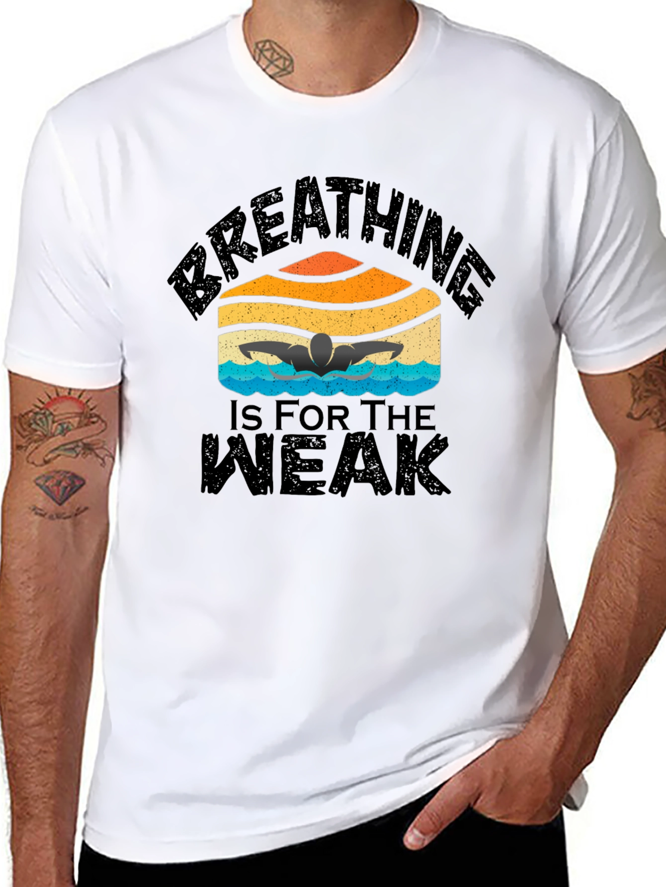 Camiseta Negra Natación: Respirar Es Para Débiles