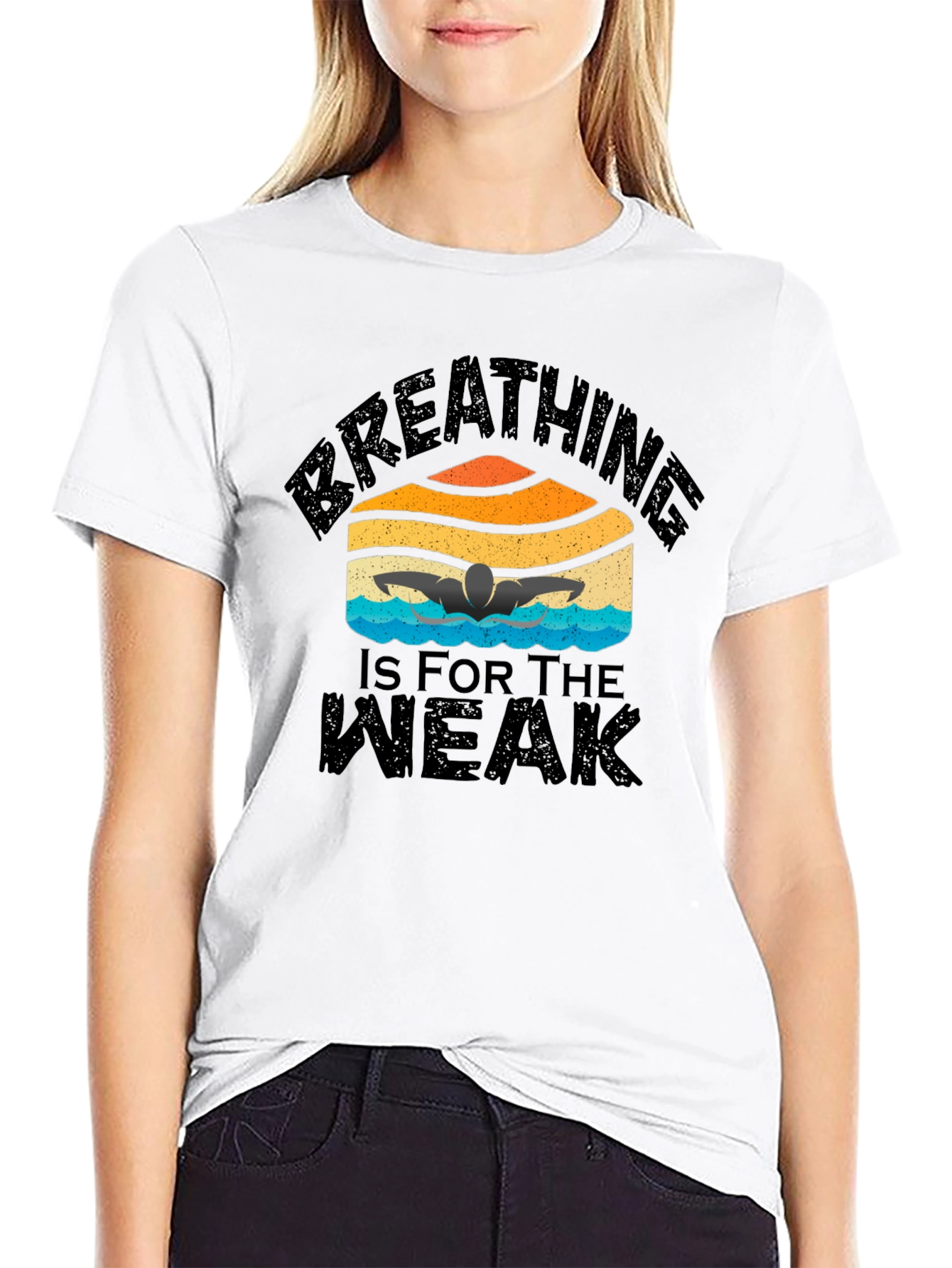 Camiseta Negra Natación: Respirar Es Para Débiles