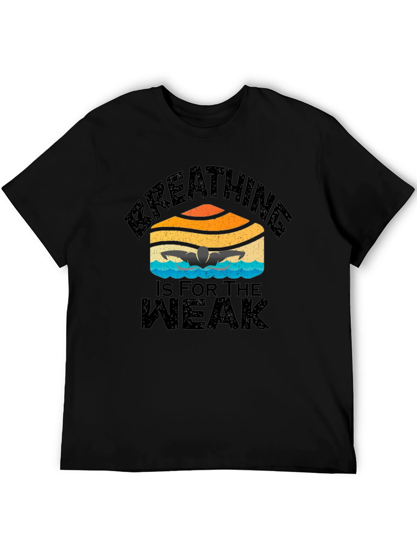 Camiseta Negra Natación: Respirar Es Para Débiles
