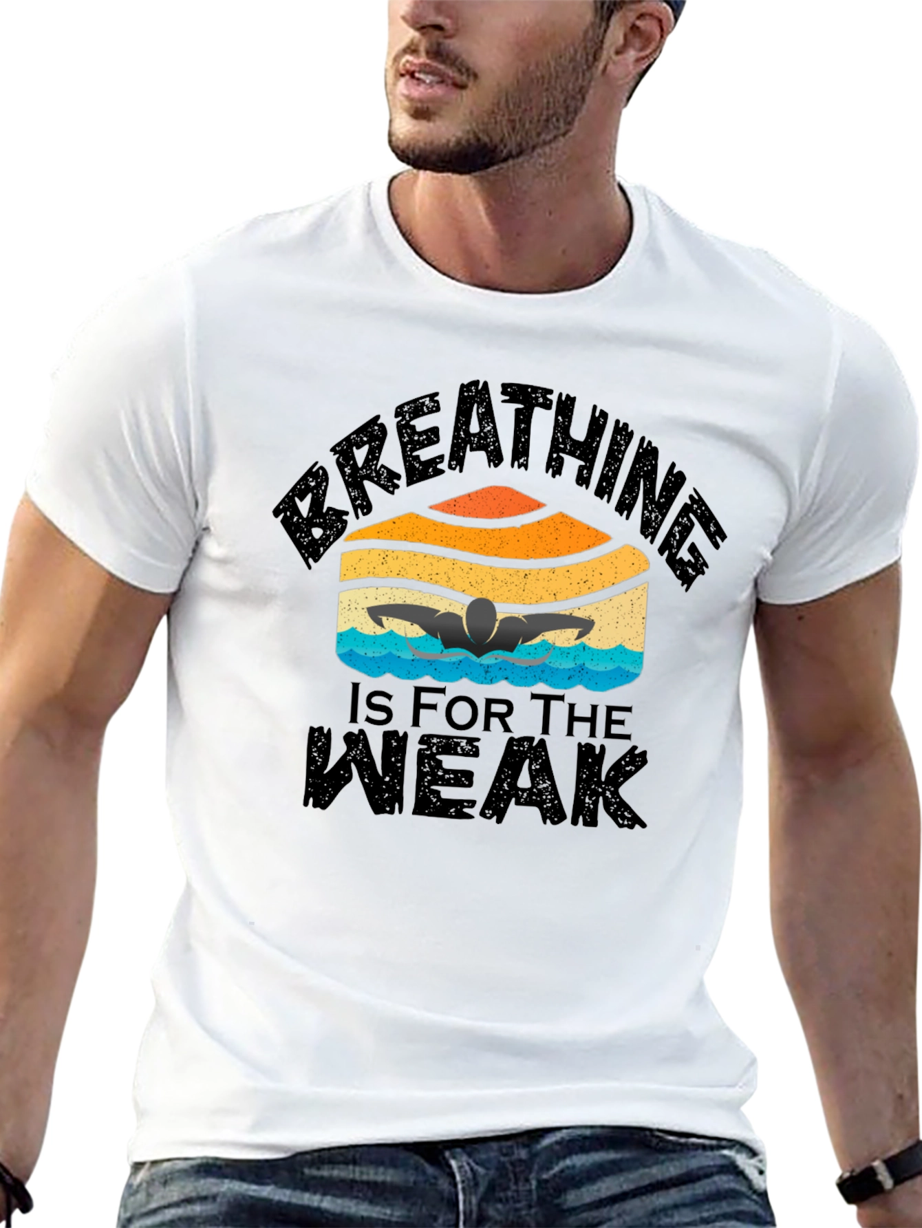 Camiseta Negra Natación: Respirar Es Para Débiles