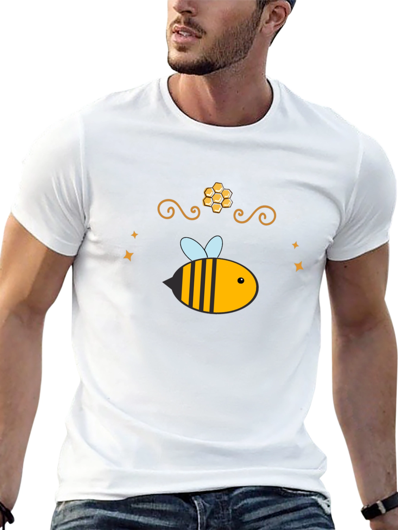 Camiseta Negra con Diseño de Abeja Dulce