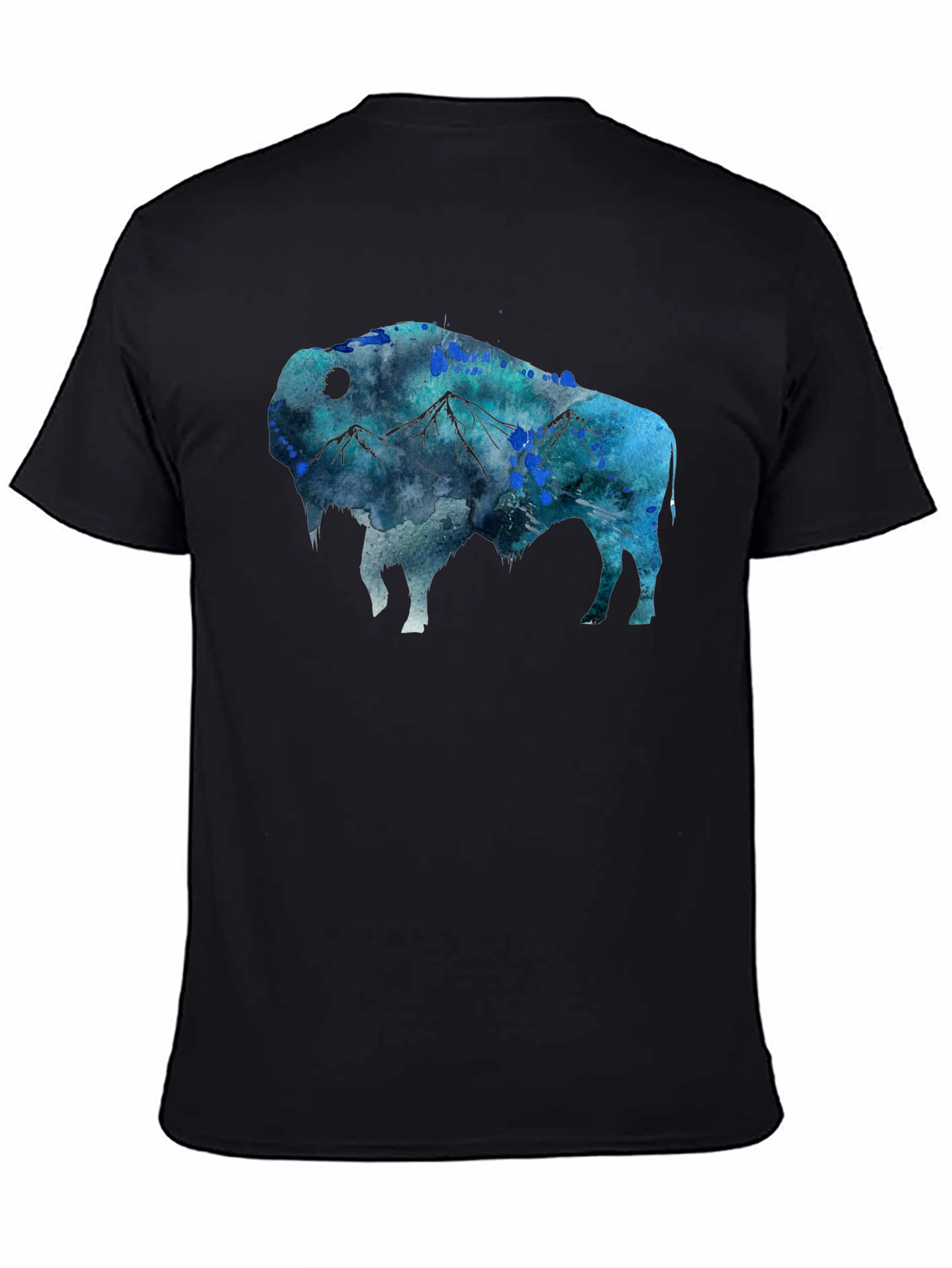 Camiseta Negra con Diseño de Bisonte Montañoso