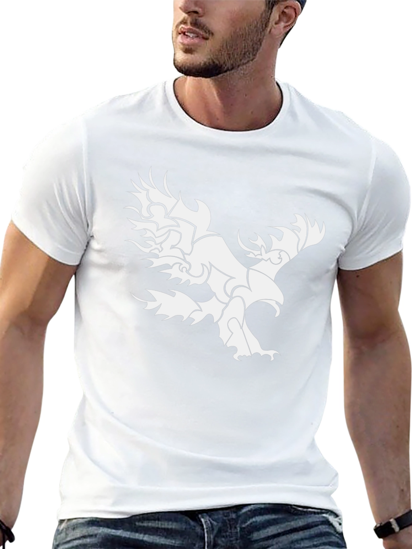 Camiseta Negra con Diseño de Águila Tribal