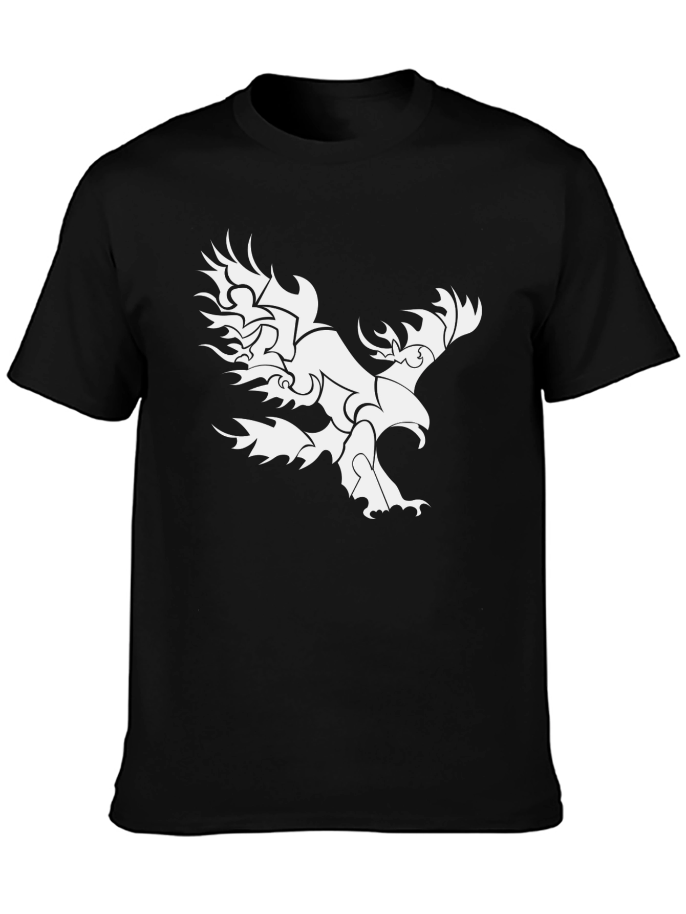 Camiseta Negra con Diseño de Águila Tribal