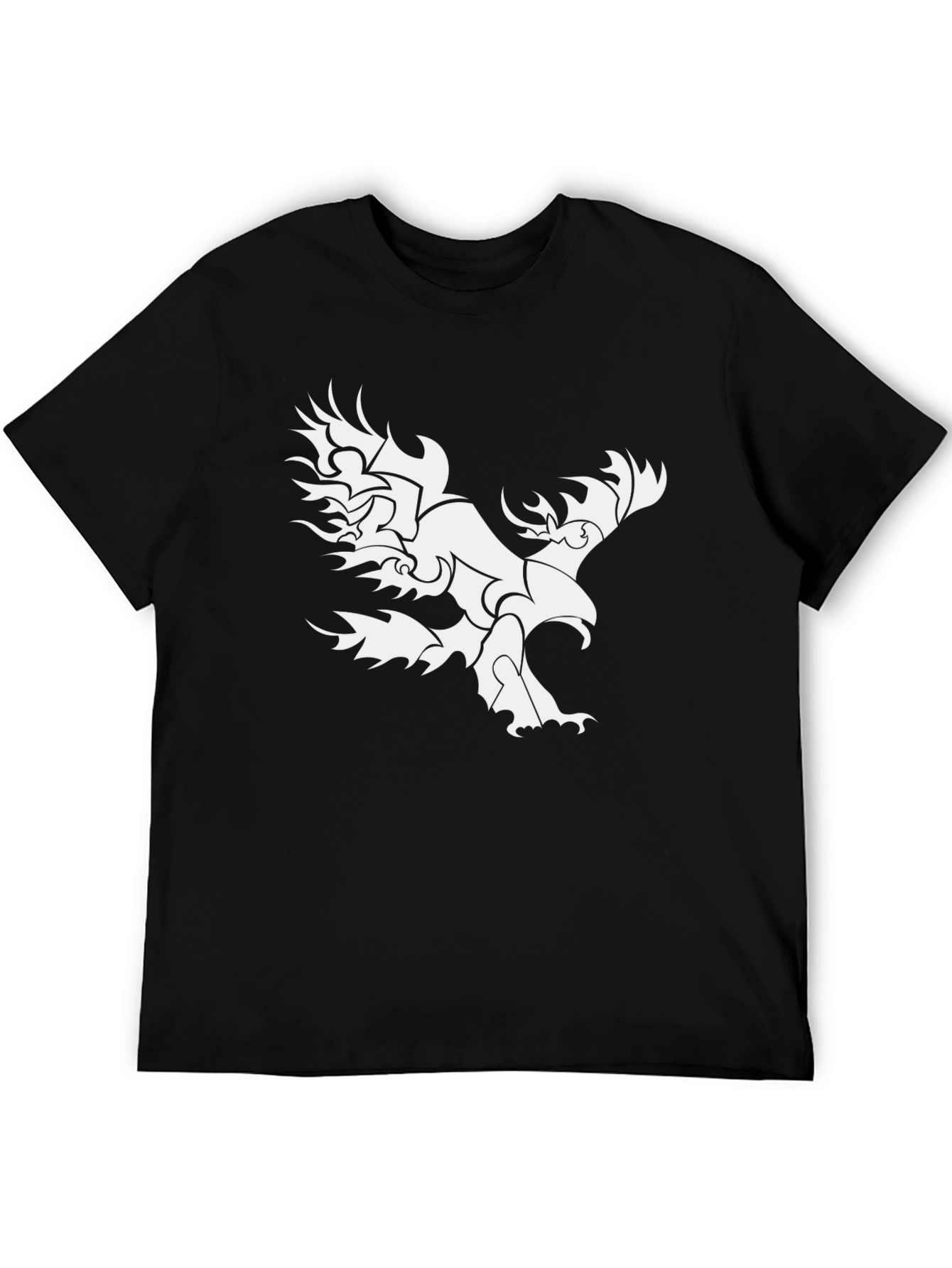 Camiseta Negra con Diseño de Águila Tribal