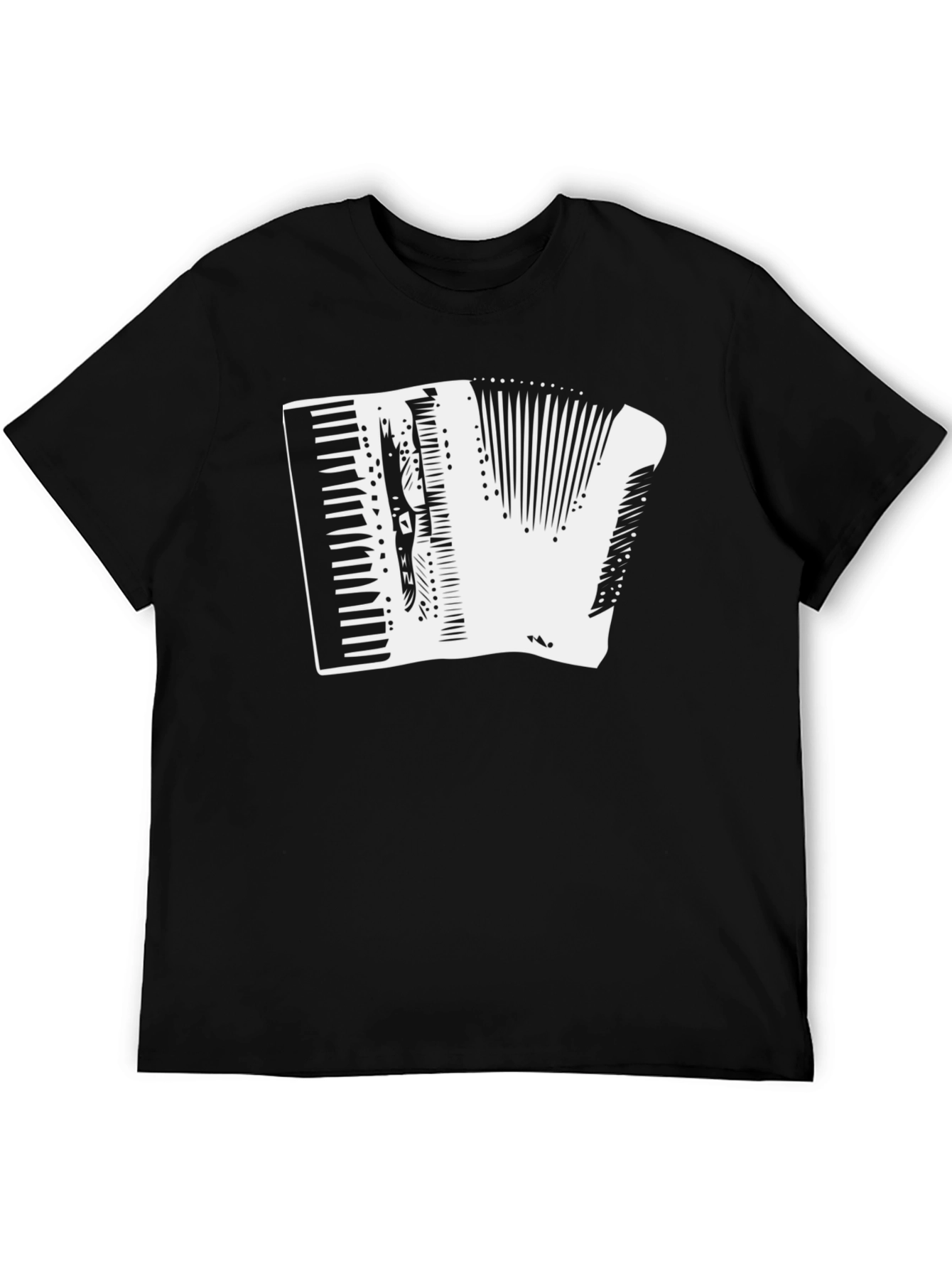 Camiseta Negra con Diseño de Acordeón