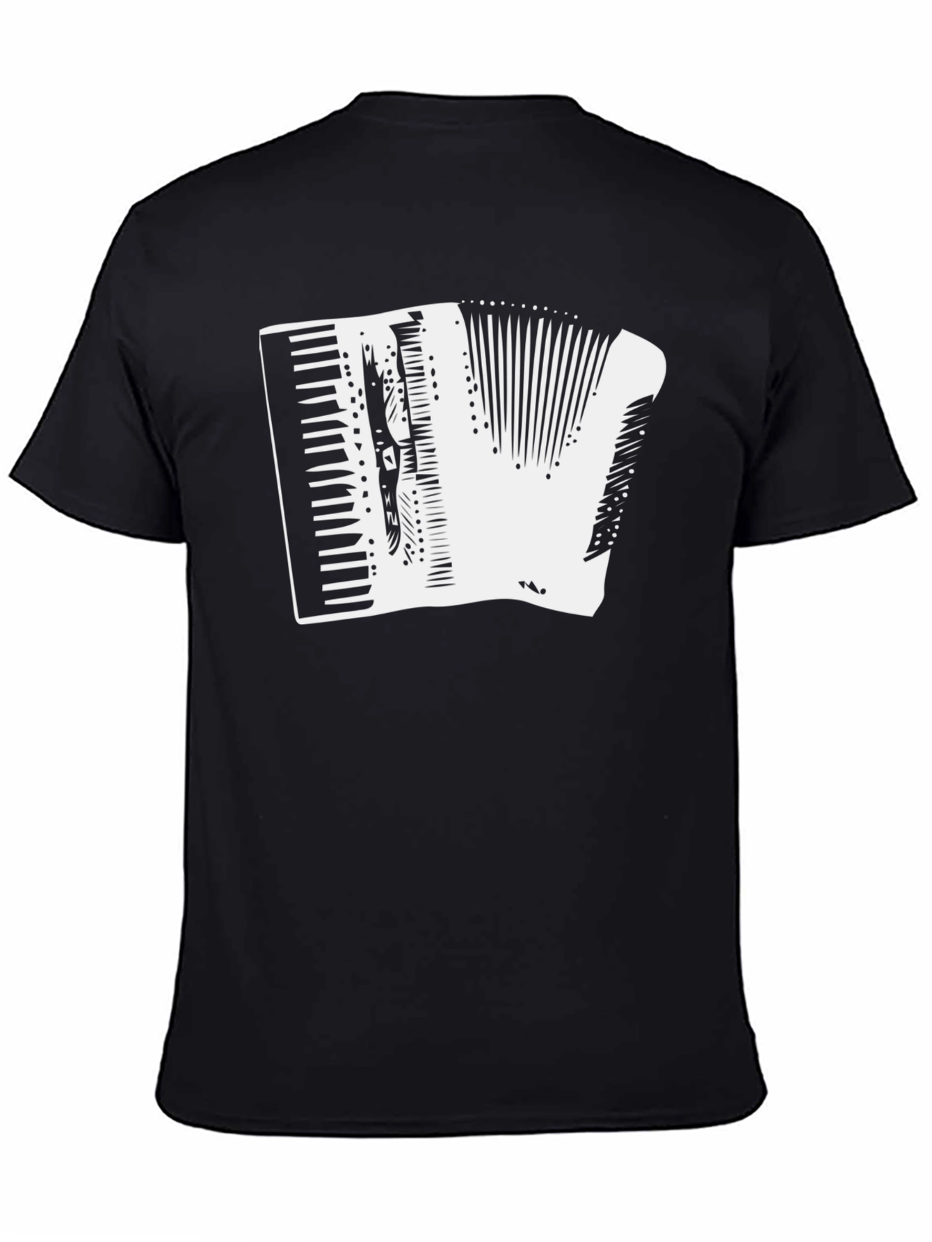 Camiseta Negra con Diseño de Acordeón