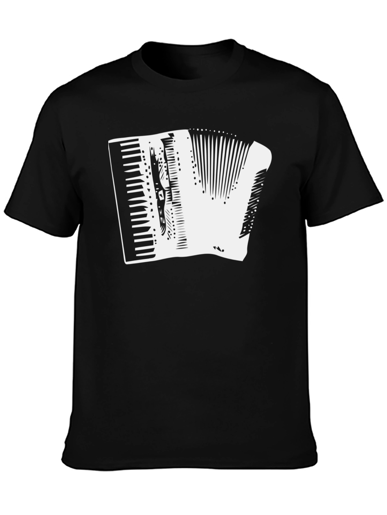 Camiseta Negra con Diseño de Acordeón